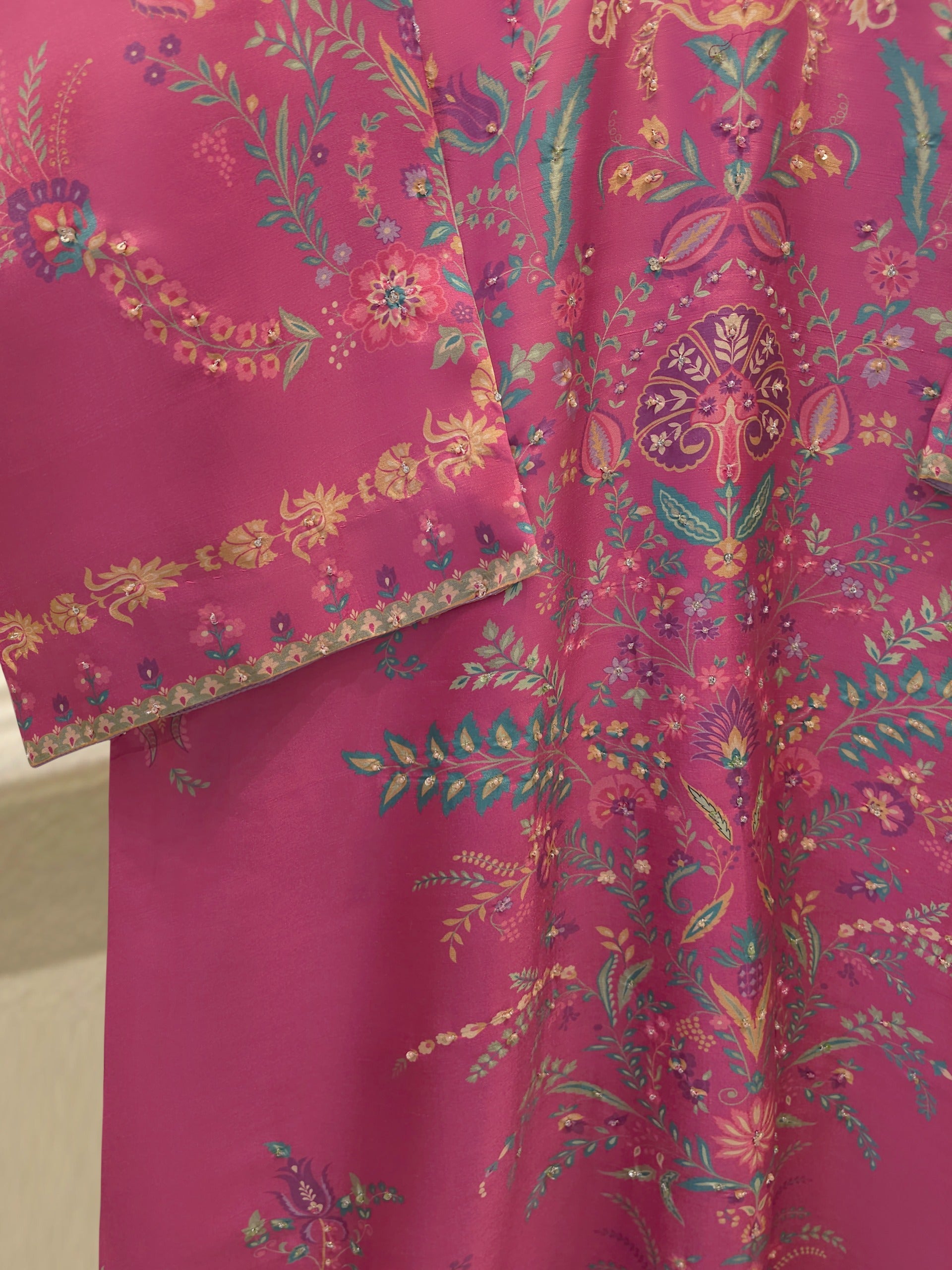 2-Piece Pure Printed Silk Suit with Khadi Silk Pants S115259