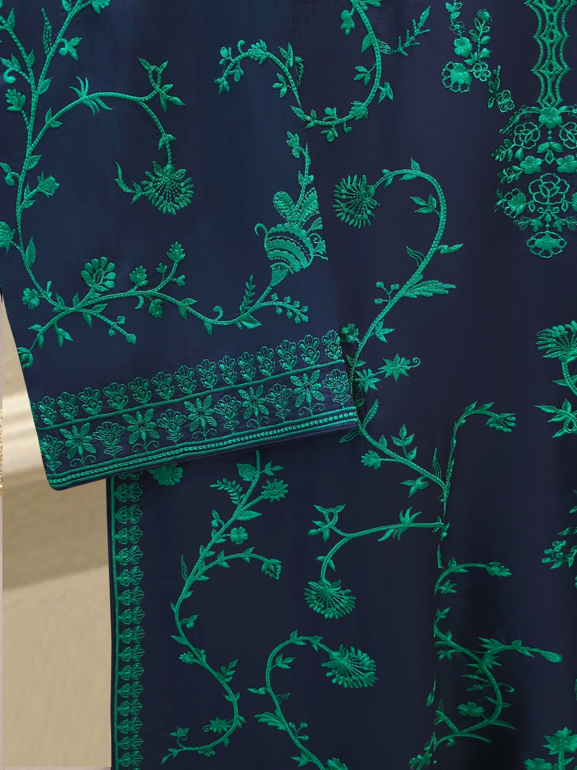 3 Piece- Pure Korean Silk Embroidered Suit S115363