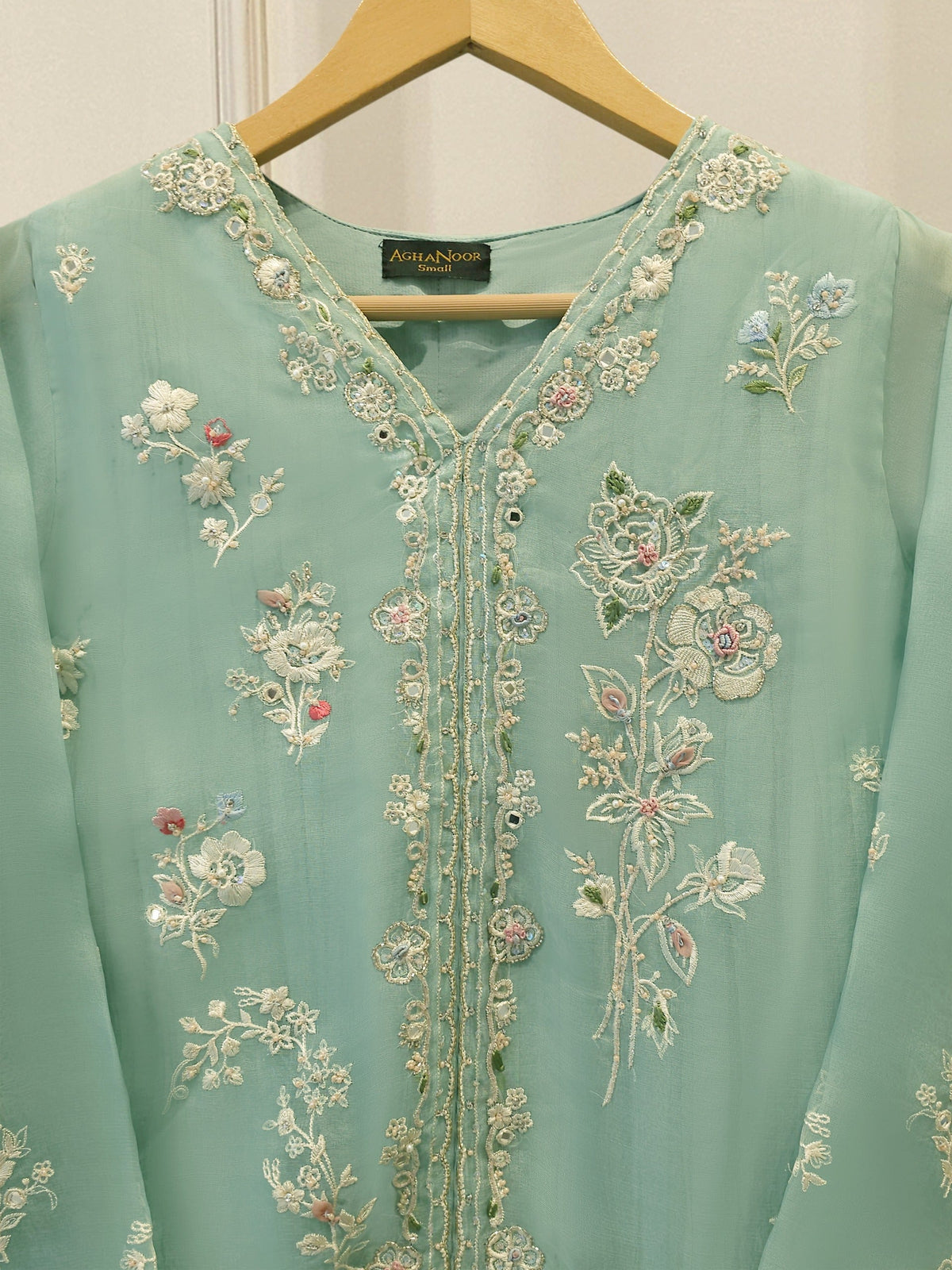 2 Piece - Pure Organza Embroidered Suit S115521