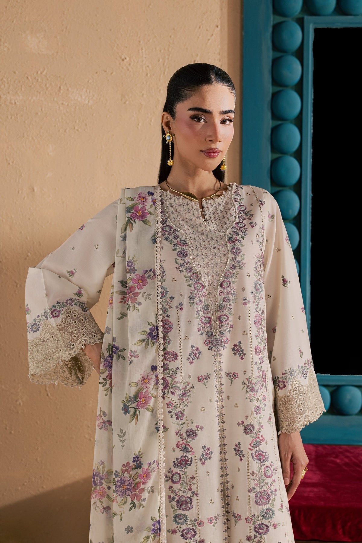 White Rainbow 3Pc - Luxury Embroidered Lawn