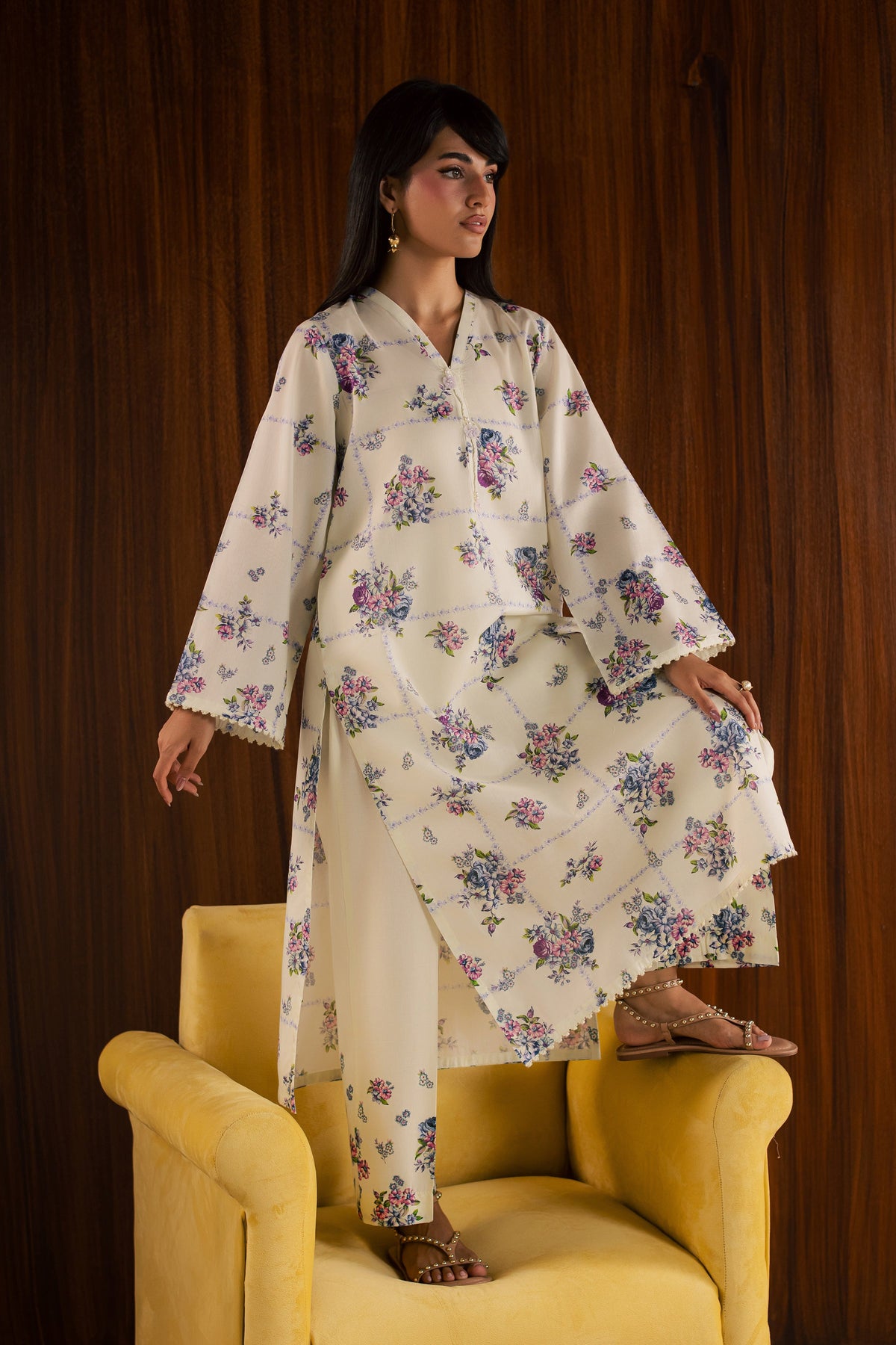 White Sally 2Pc - Printed Lawn Dress
