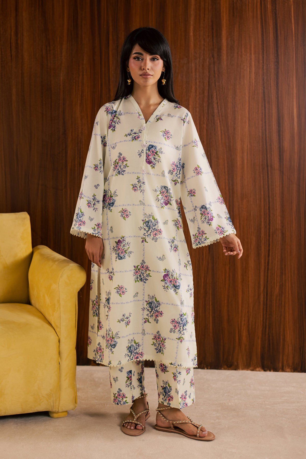 White Sally 2Pc - Printed Lawn Dress