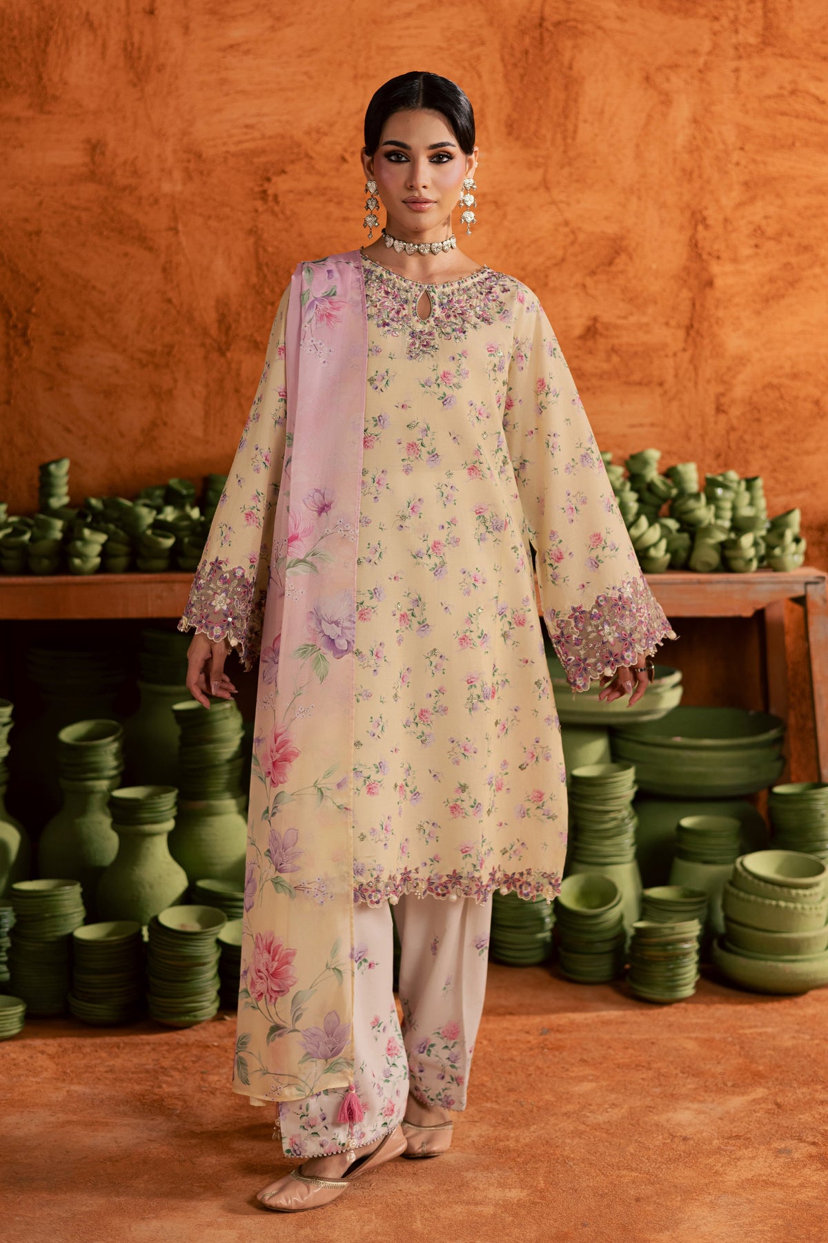Yellow Lamia 3Pc - Printed Lawn Dress