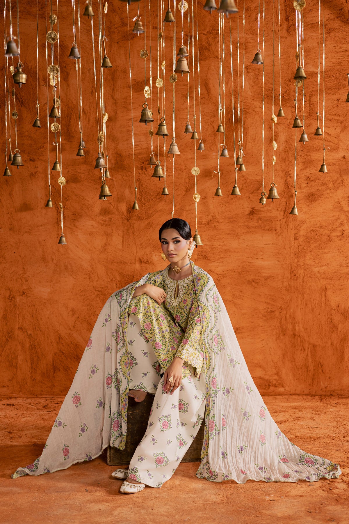 Yellow Minsa 3pc - Printed Lawn Dress