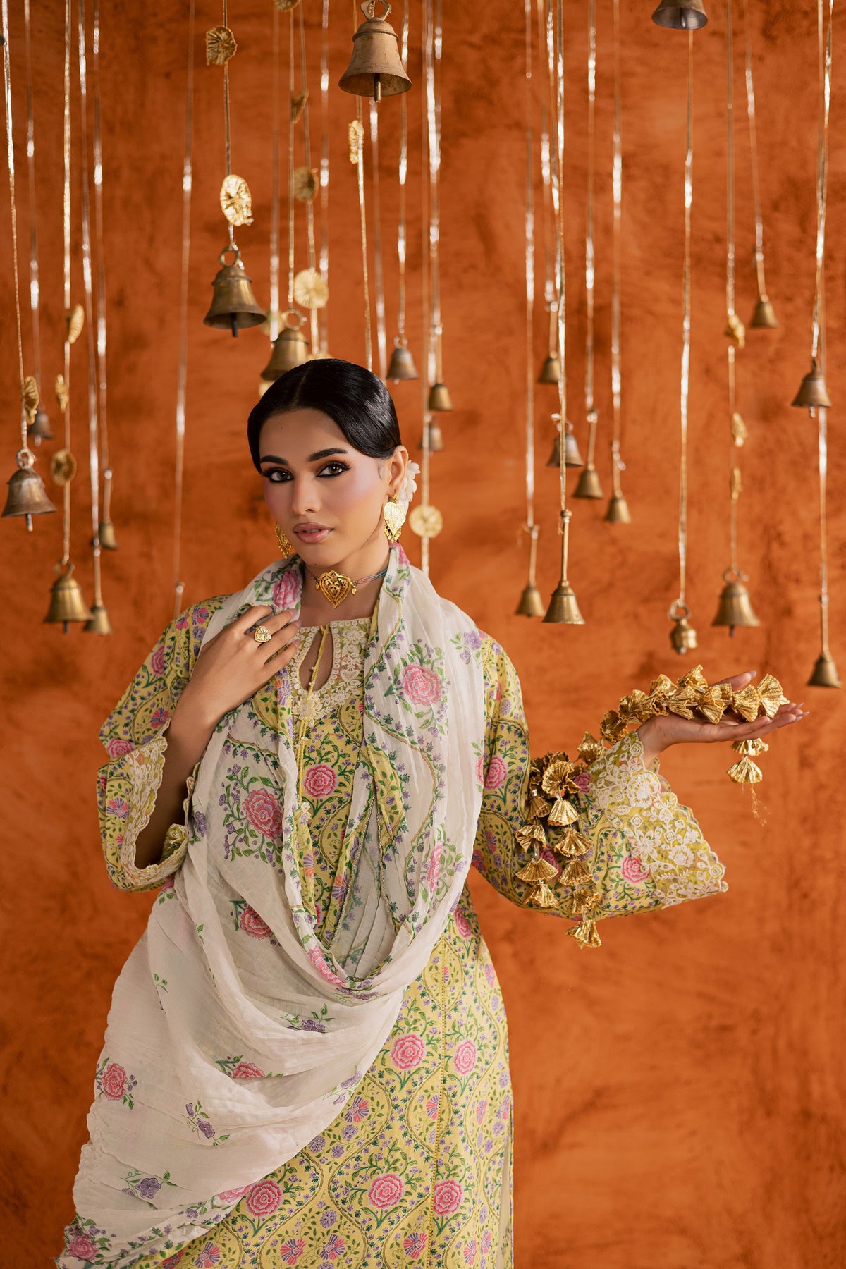 Yellow Minsa 3pc - Printed Lawn Dress