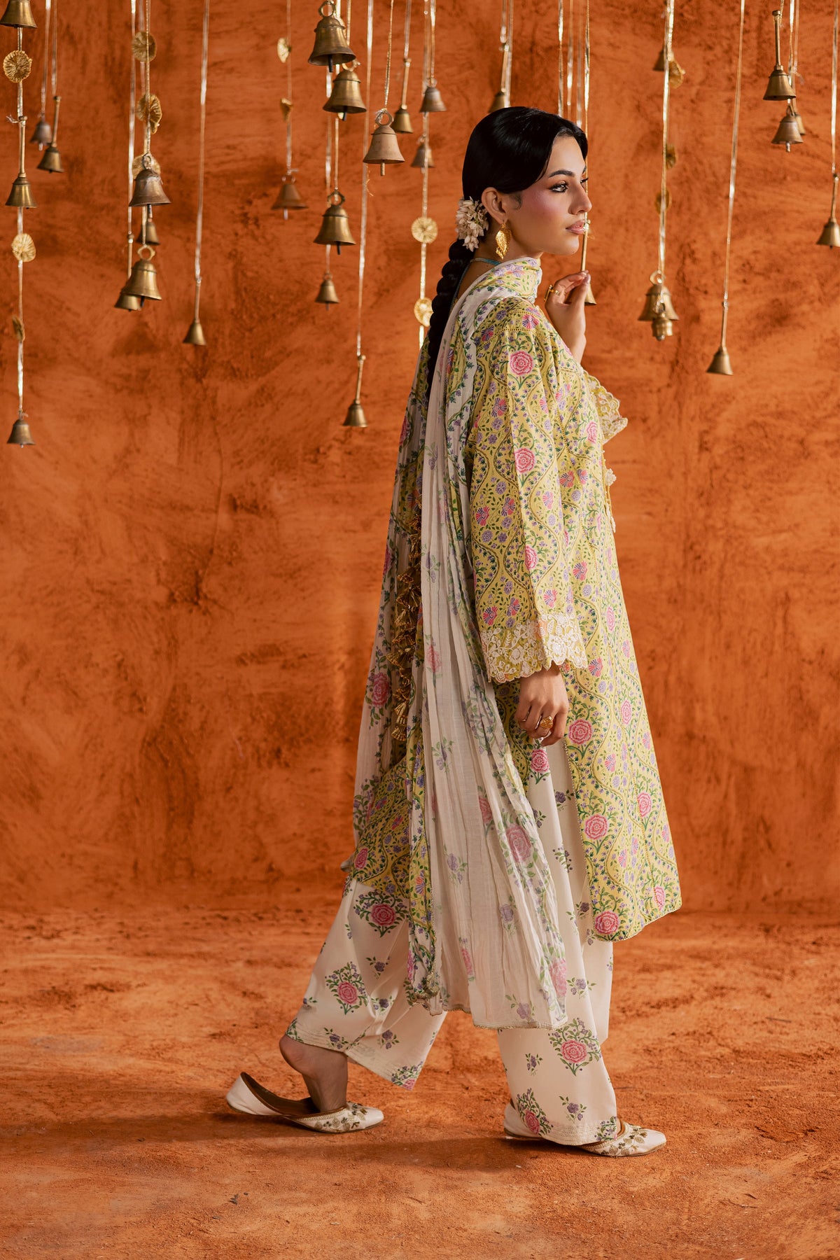 Yellow Minsa 3pc - Printed Lawn Dress