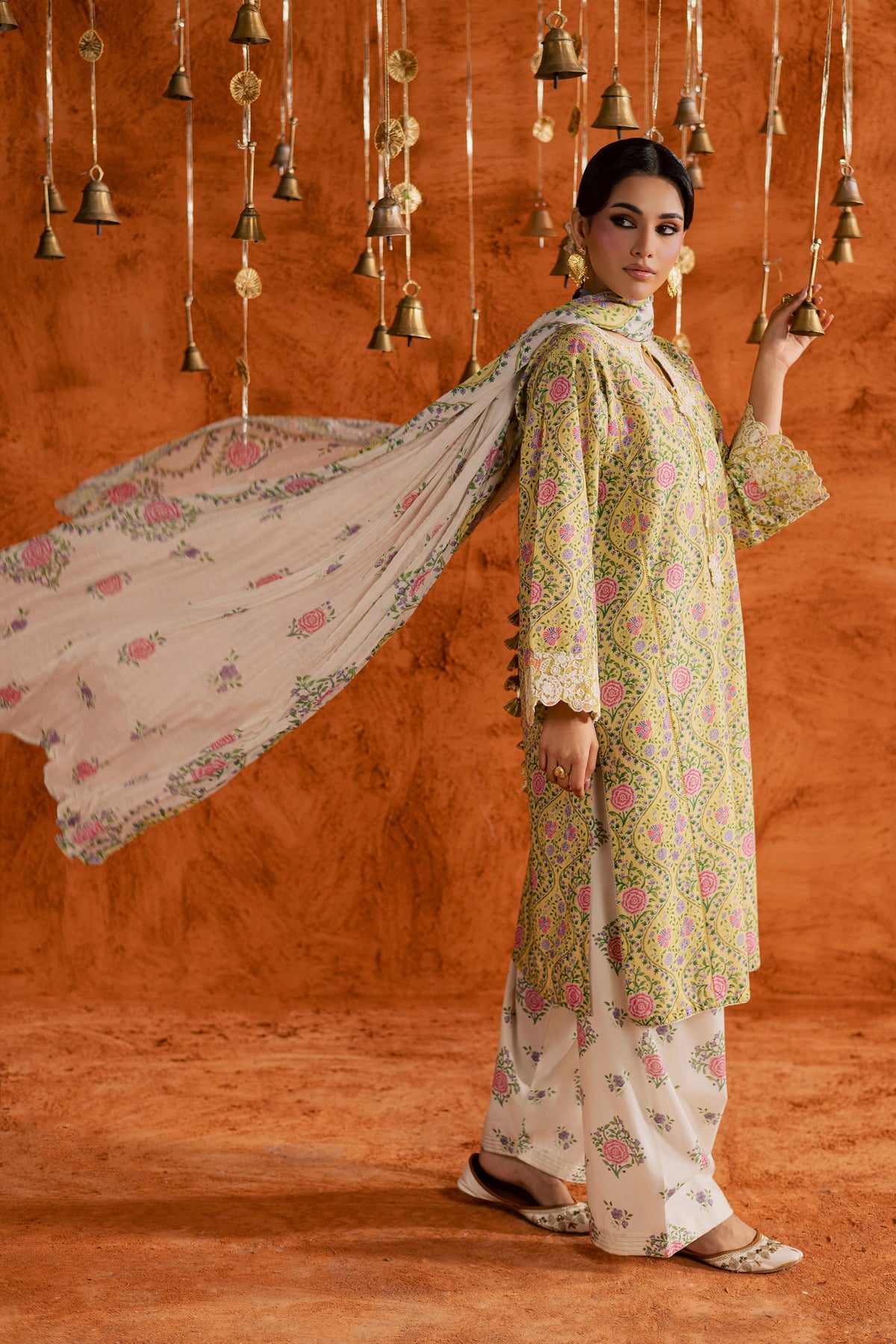 Yellow Minsa 3pc - Printed Lawn Dress