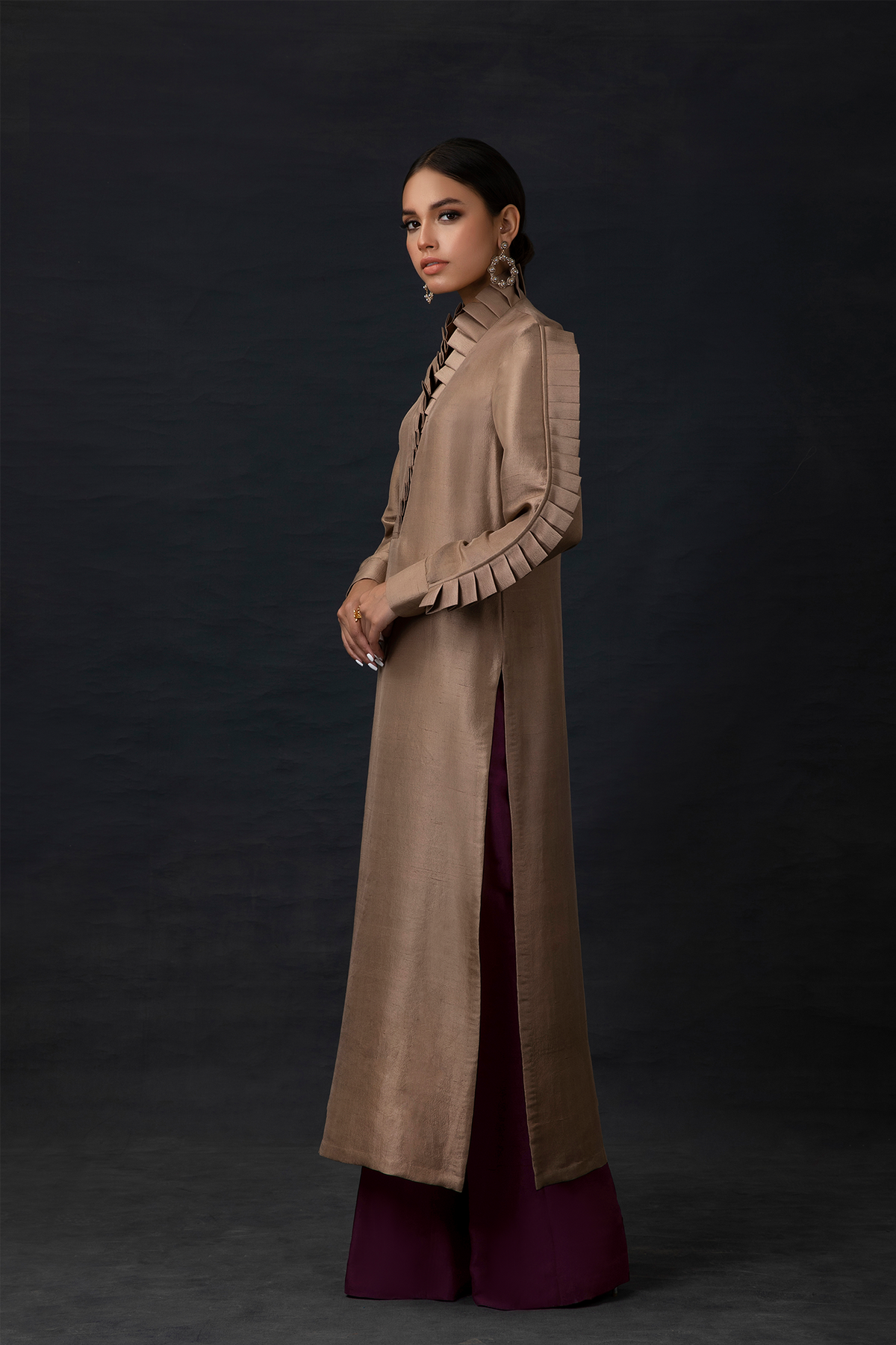 Long Raw Silk Tunic with Flared Pants - RTW-21-MK45
