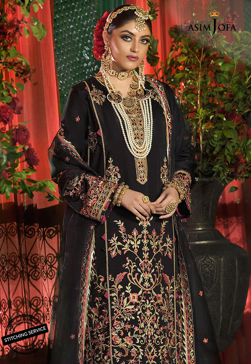 AJRD-16 EMBROIDERED SILK STITCHED 2 PCS
