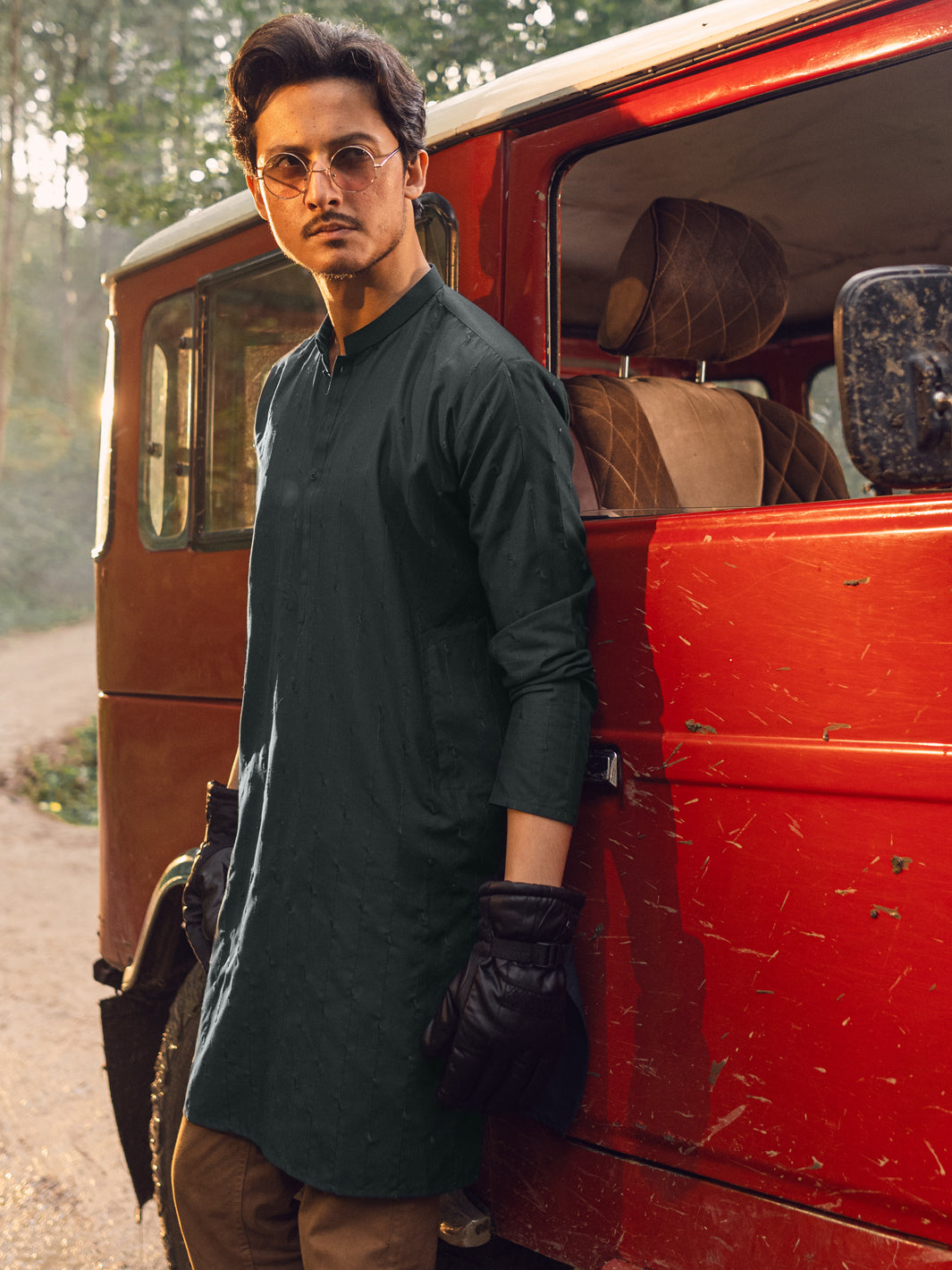 Green Blended Kurta - AL-K-1112C