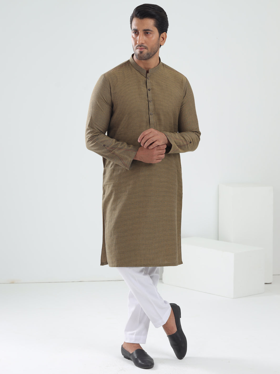 Mustard Cotton Kurta - AL-K-1203