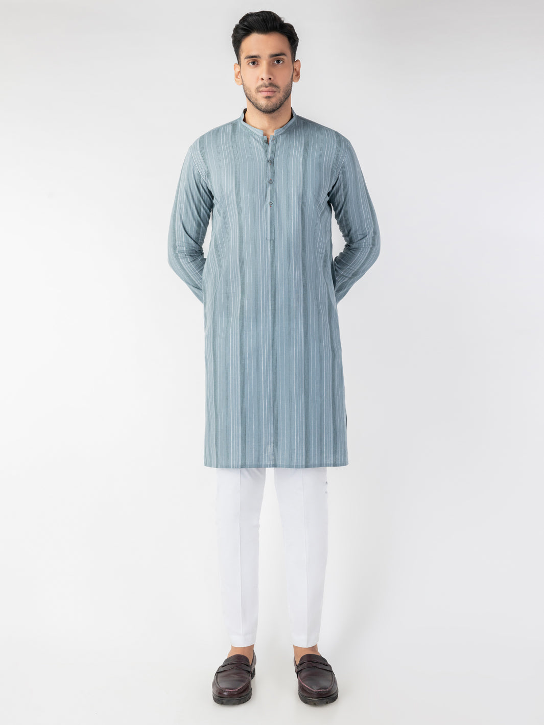 Grey Blended Kurta - AL-K-1245