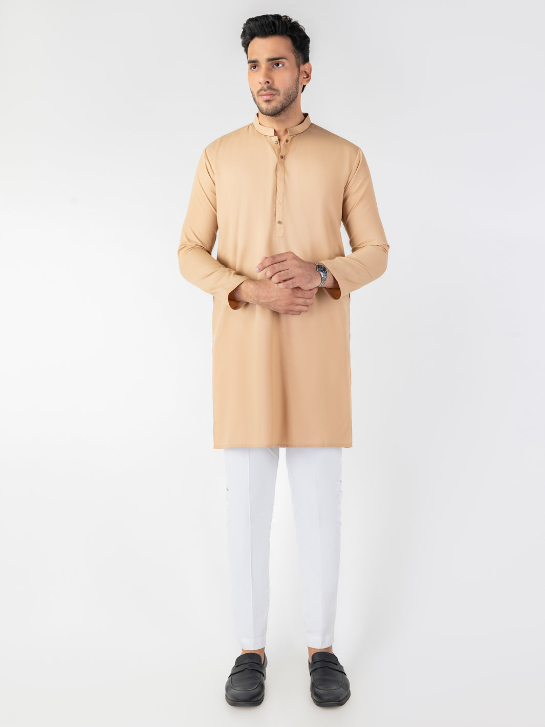 Beige Blended Kurta - AL-K-1260