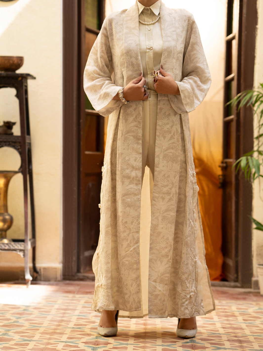 Cream Linen Formal 3Pc Stitched - AL-3PS-LS-417