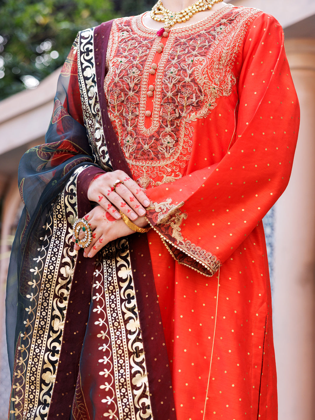 Orange Maple Silk 3Pc Formal Stitched - AL-3PS-LS-437