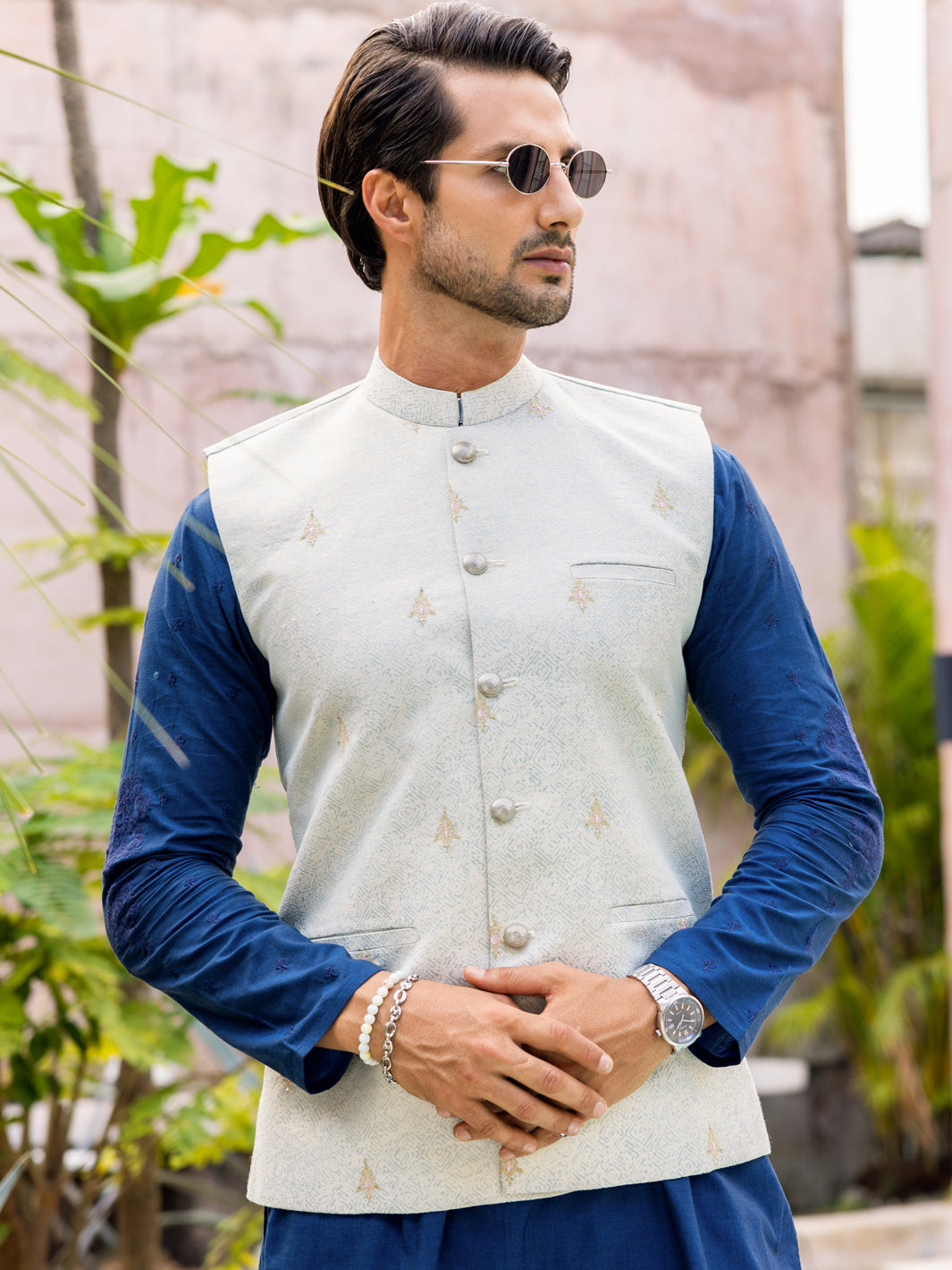 Light Blue Blended Waistcoat - AL-WC-532