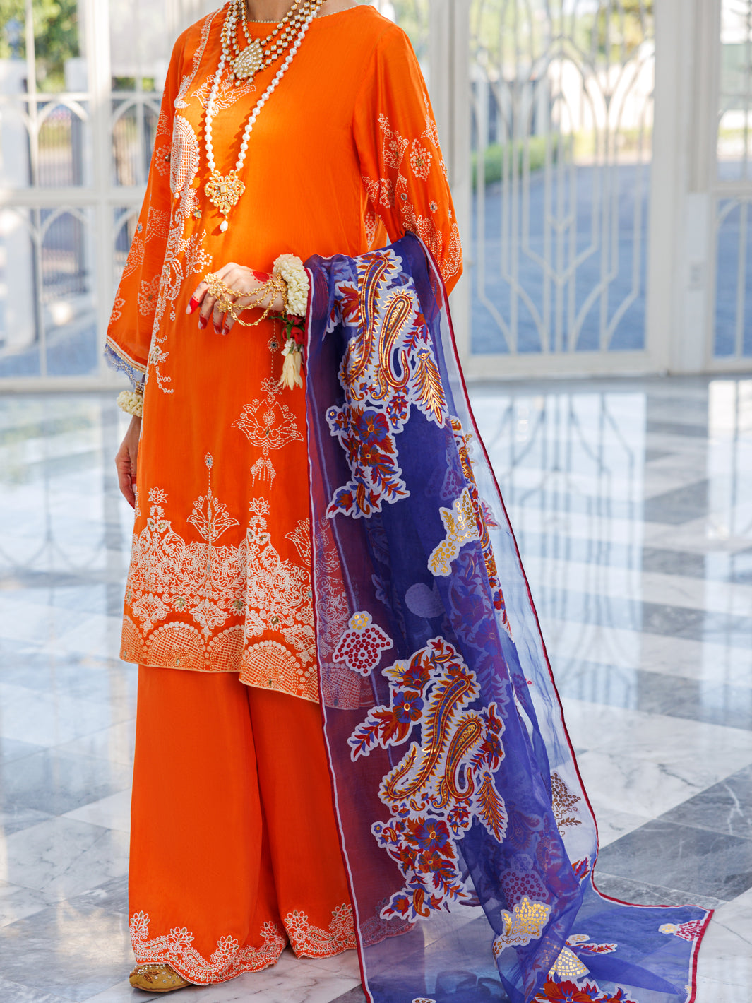 Orange Silk Foam 3Pc Unstitched - ALP-3PS-1623