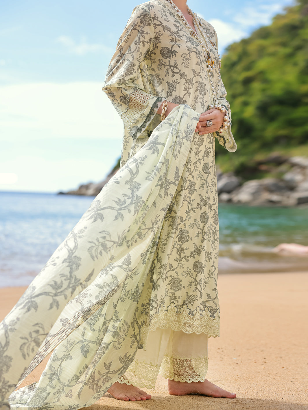 Cream Lawn 3Pc Unstitched - ALP-3PS-1806