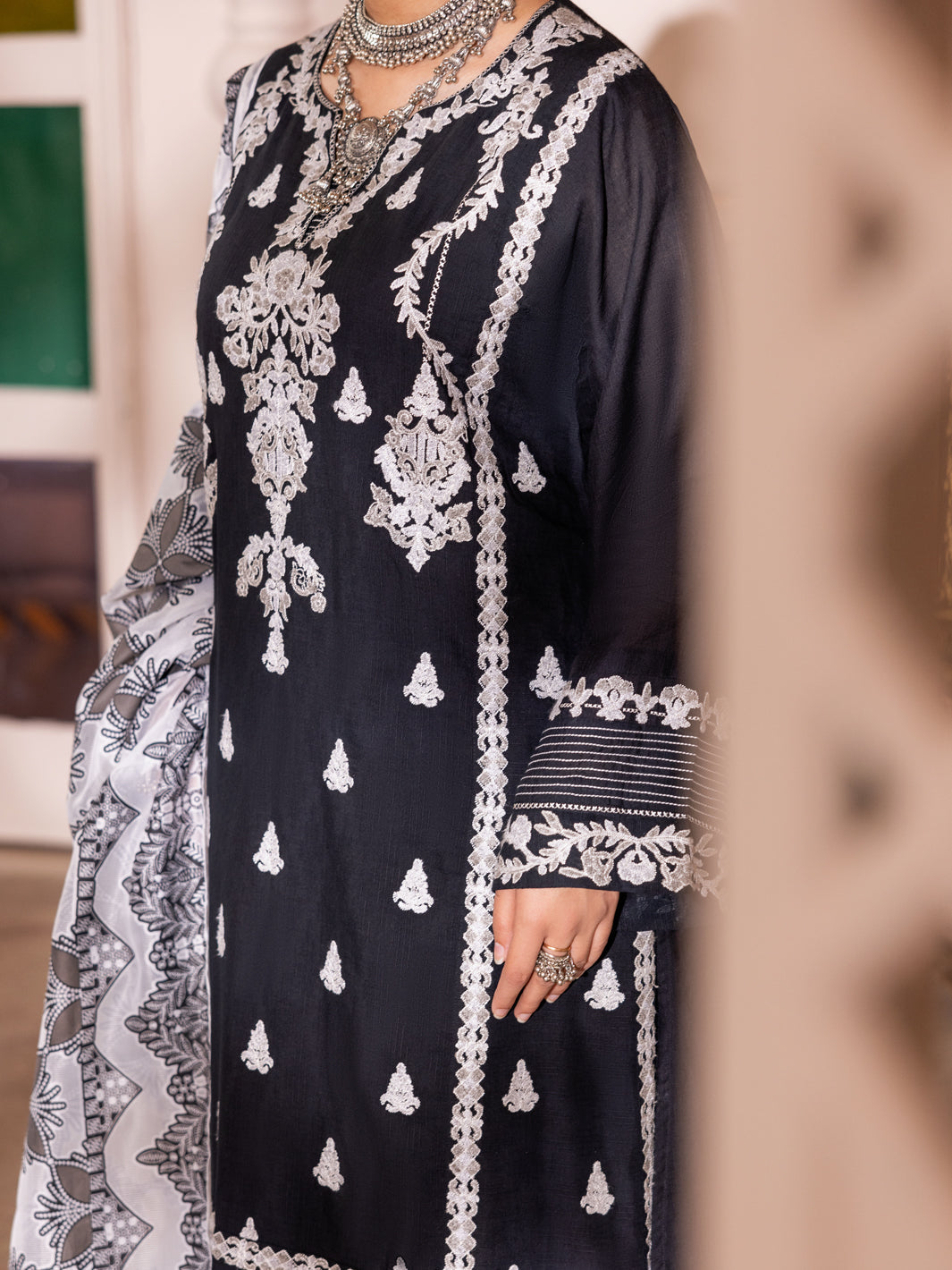 Black Cambric 3Pc Unstitched - ALP-3PS-1903