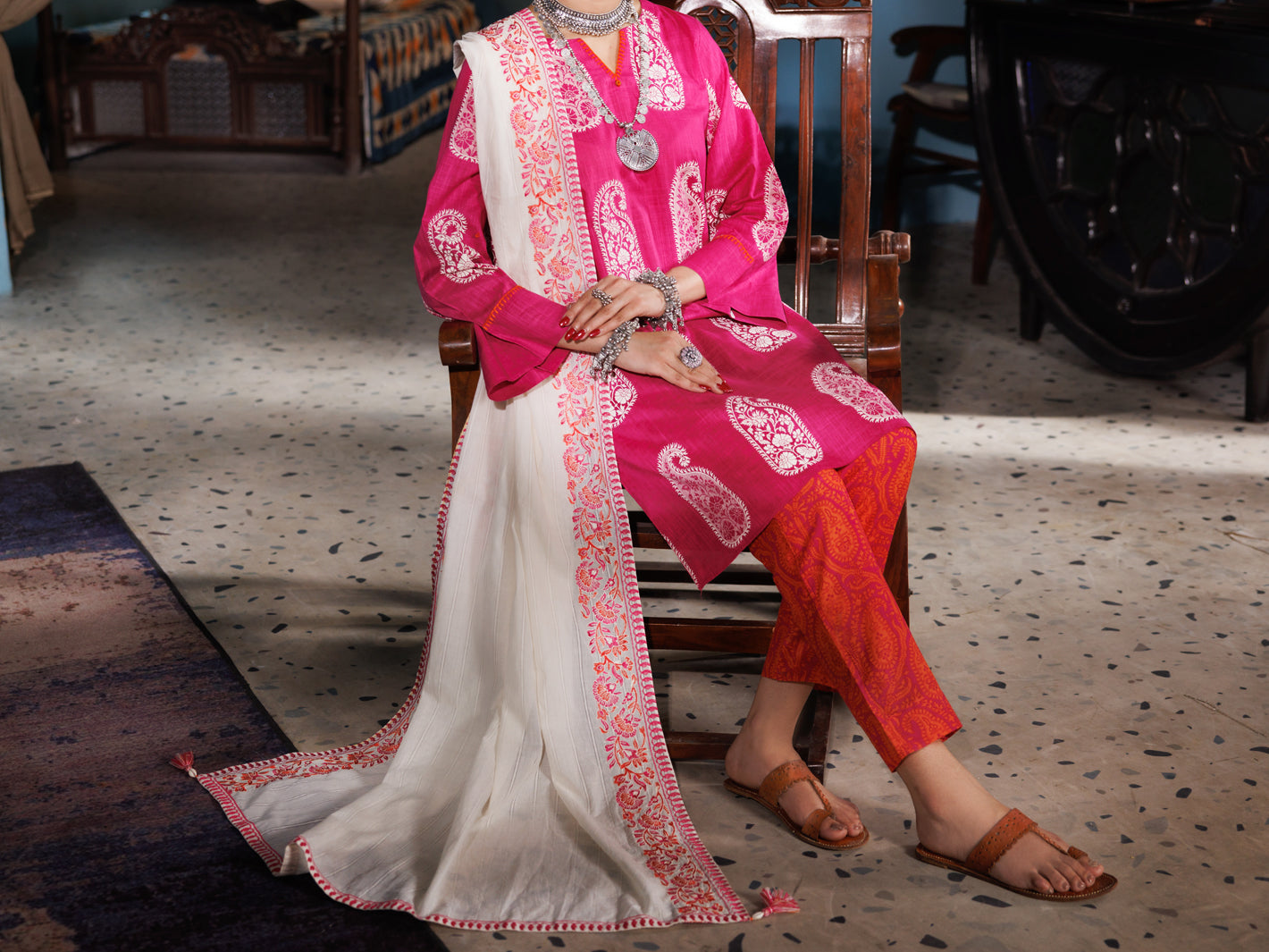 Pink Cotton Dobby 3Pc Stitched - ALP-3PS-1920
