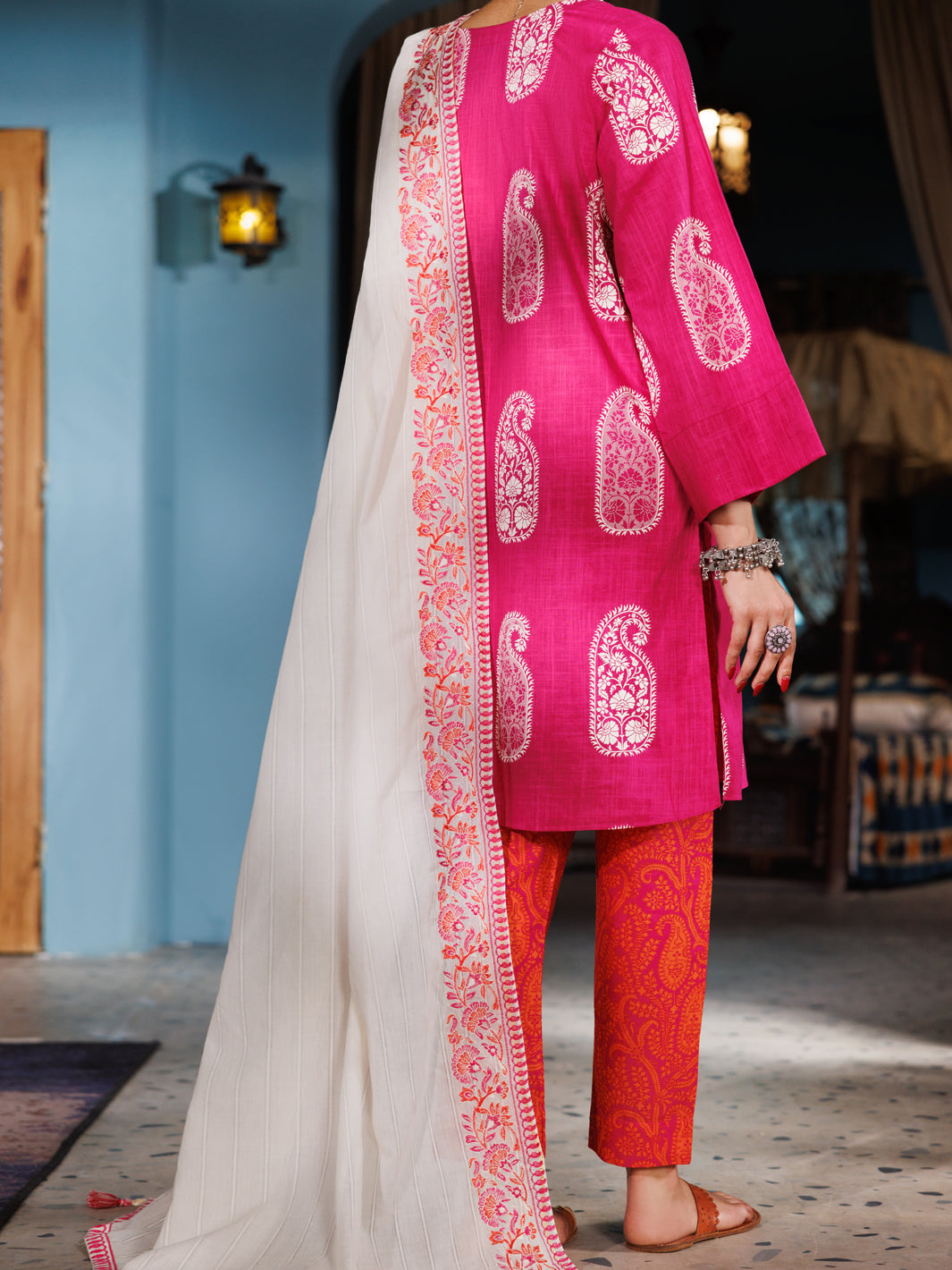 Pink Cotton Dobby 3Pc Unstitched - ALP-3PS-1920