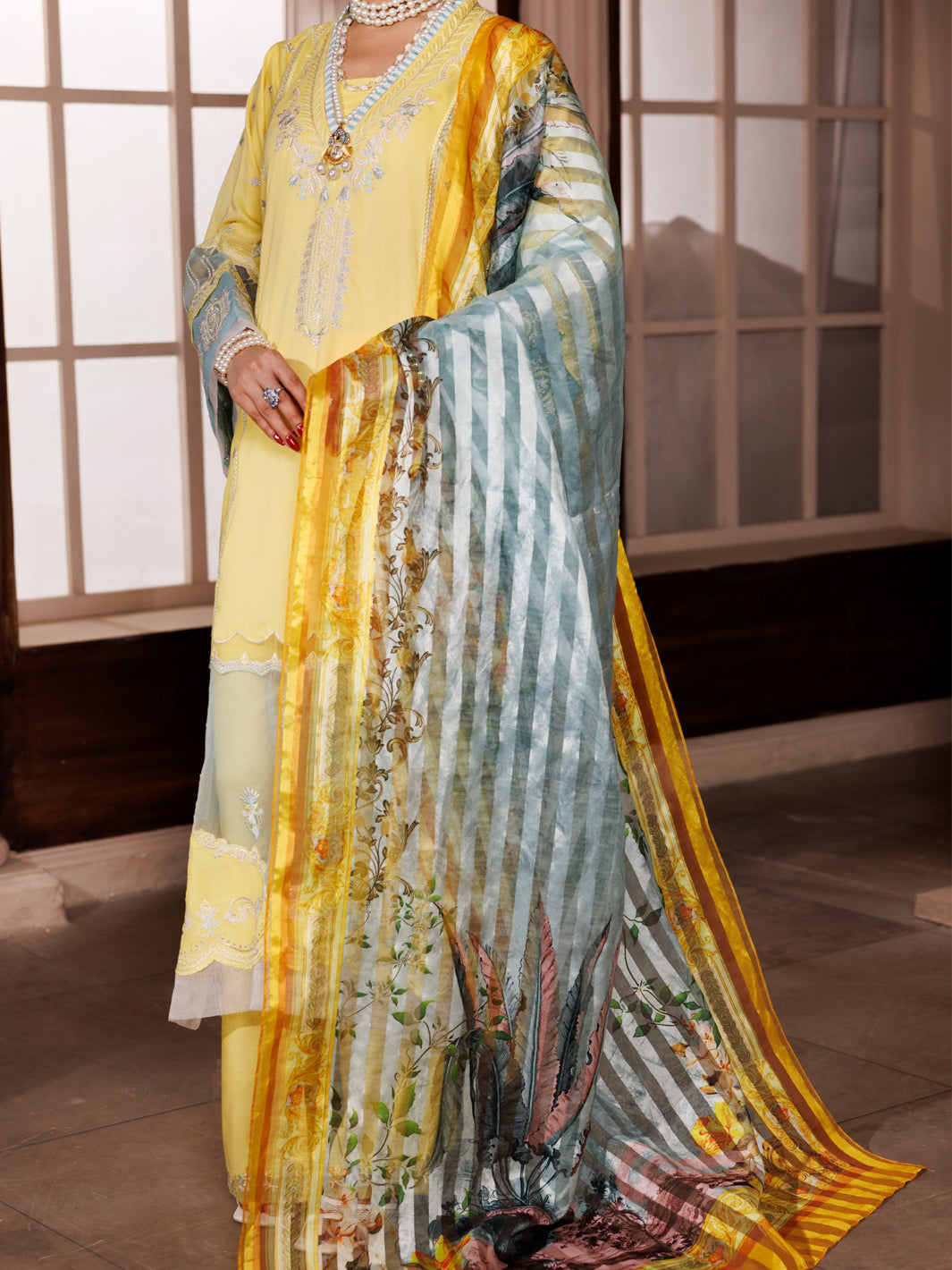 Yellow Poly Lawn 3Pc Unstitched - ALP-3PS-1946
