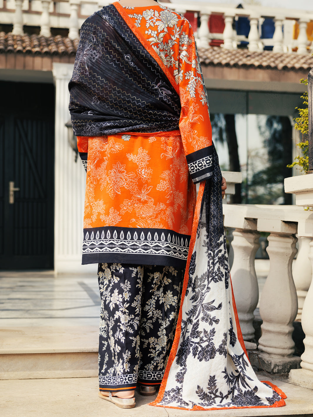 Orange Lawn 3 Piece Stitched - ALP-3PS-2123