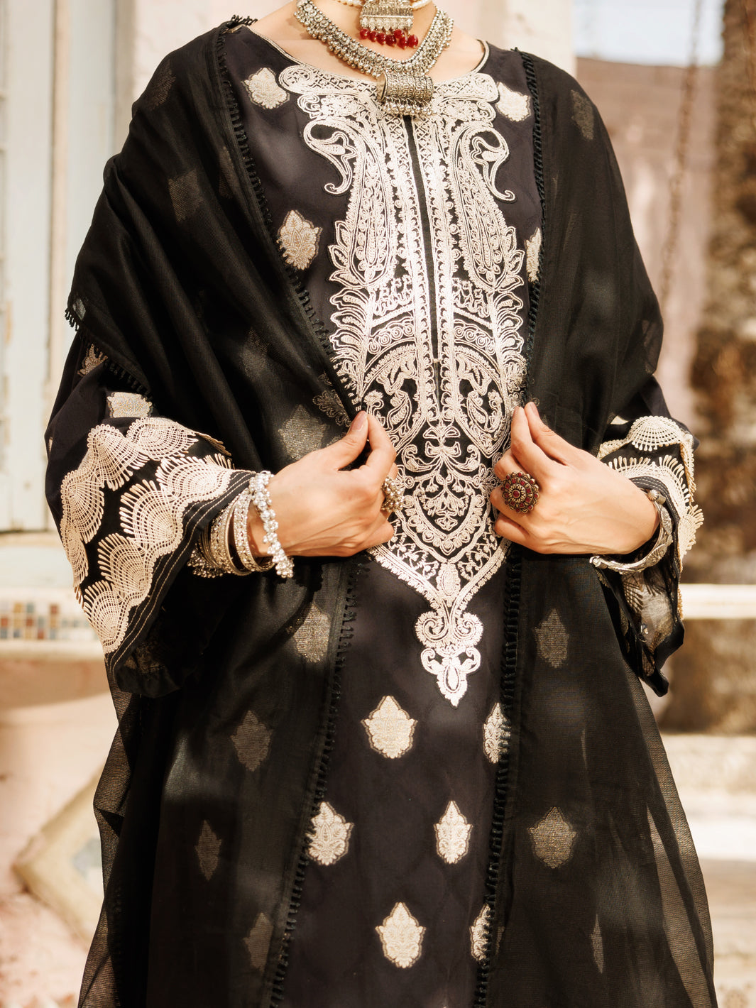 Black Jacquard 3Pc Stitched - ALP-3PS-2269