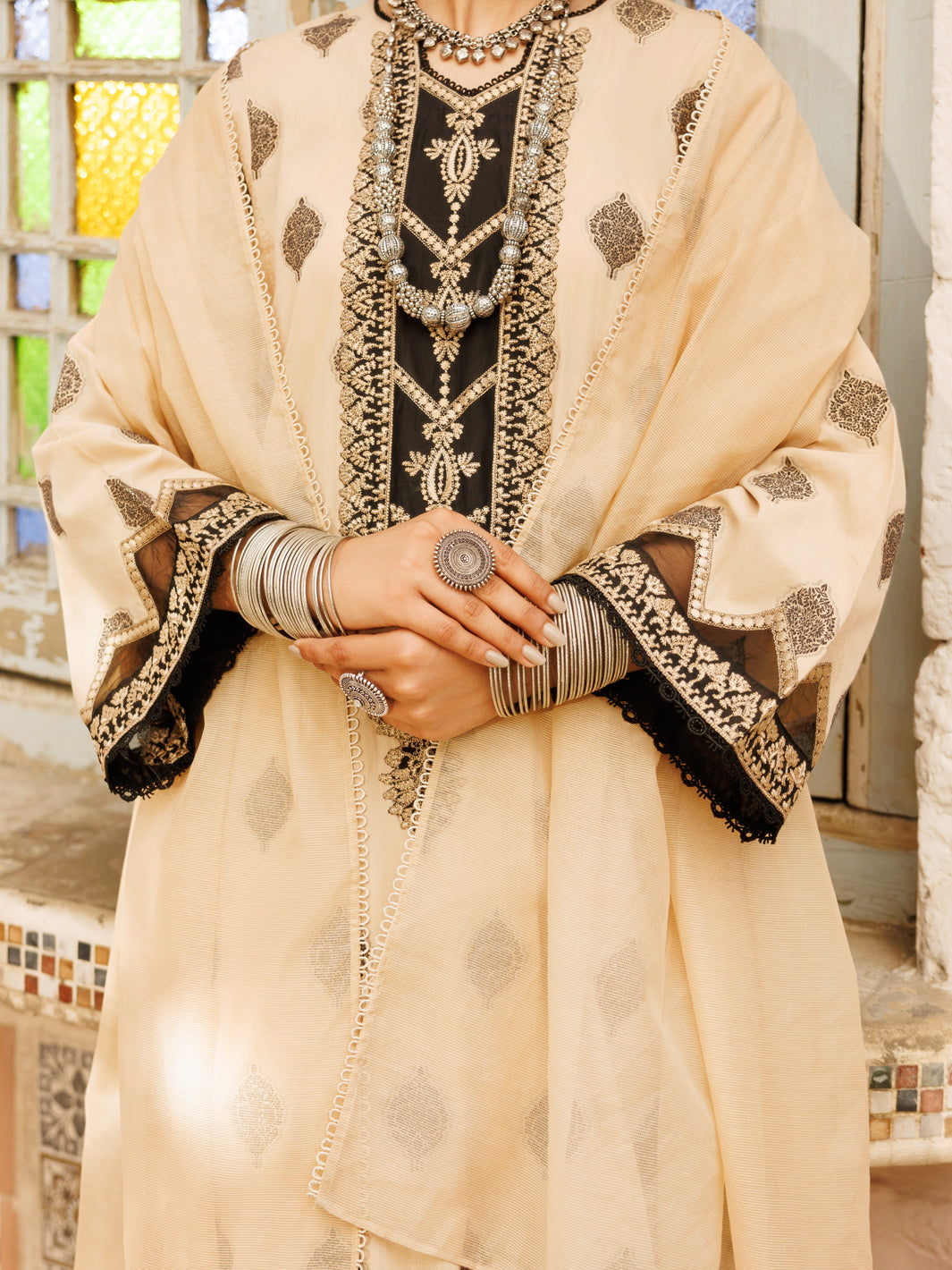 Khaki Jacquard 3Pc Stitched - ALP-3PS-2271