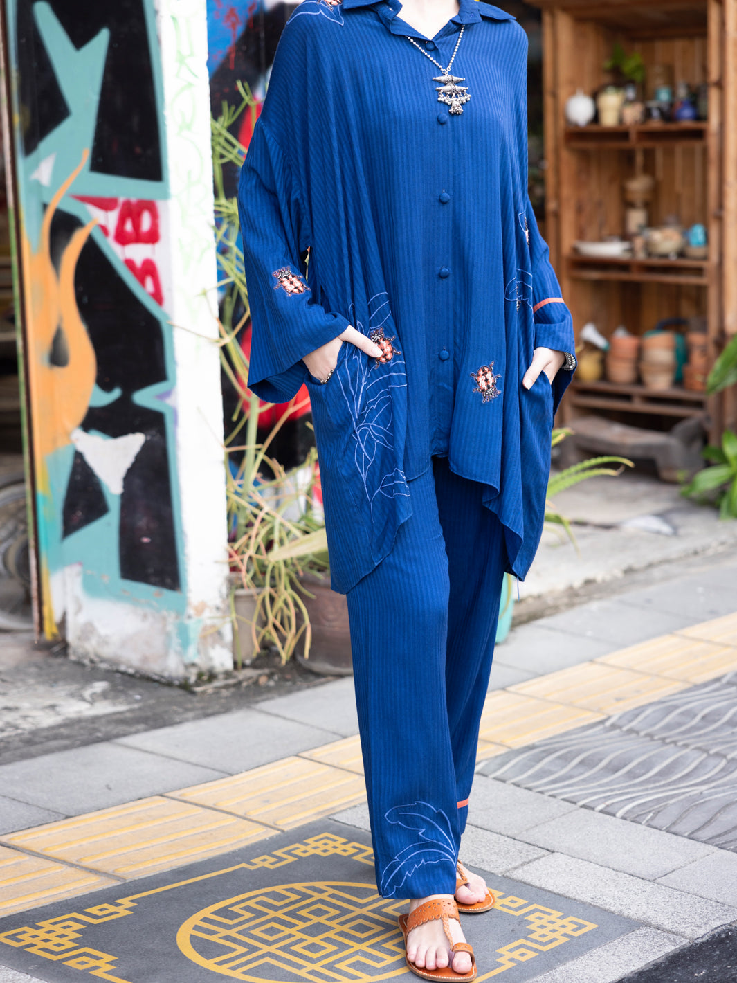 Dark Blue Striped Dobby 2Pc Stitched - ALP-2PS-LKS-1820