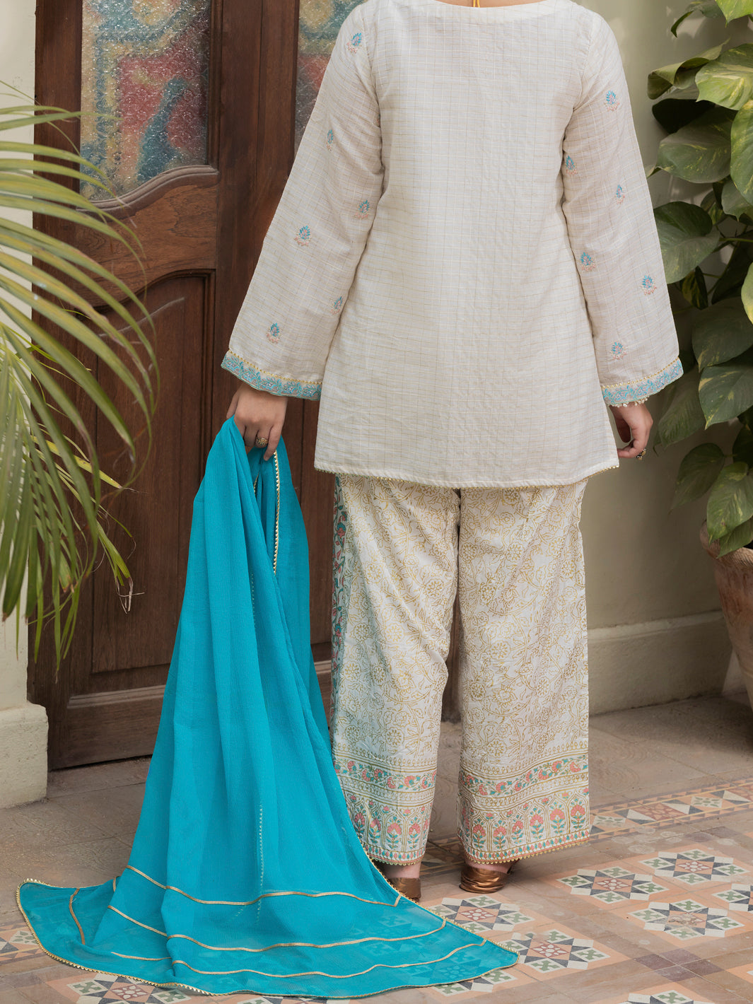 Off White Cotton Square 3 Piece Stitched - ALT-3PS-LS-1132
