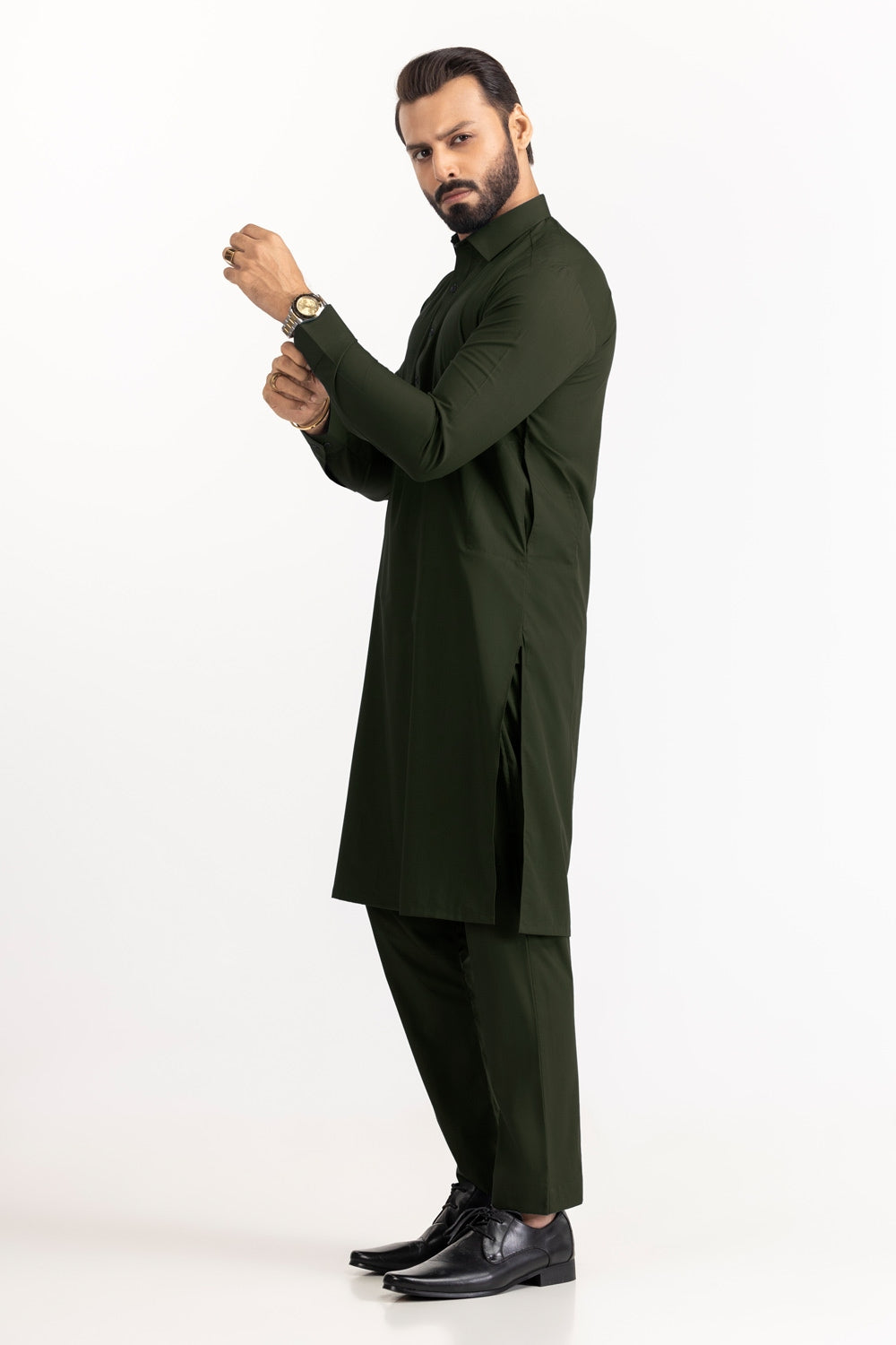 SS25DA-2741 YELLOW 2PCS EMBROIDERED KURTA WITH TROUSER