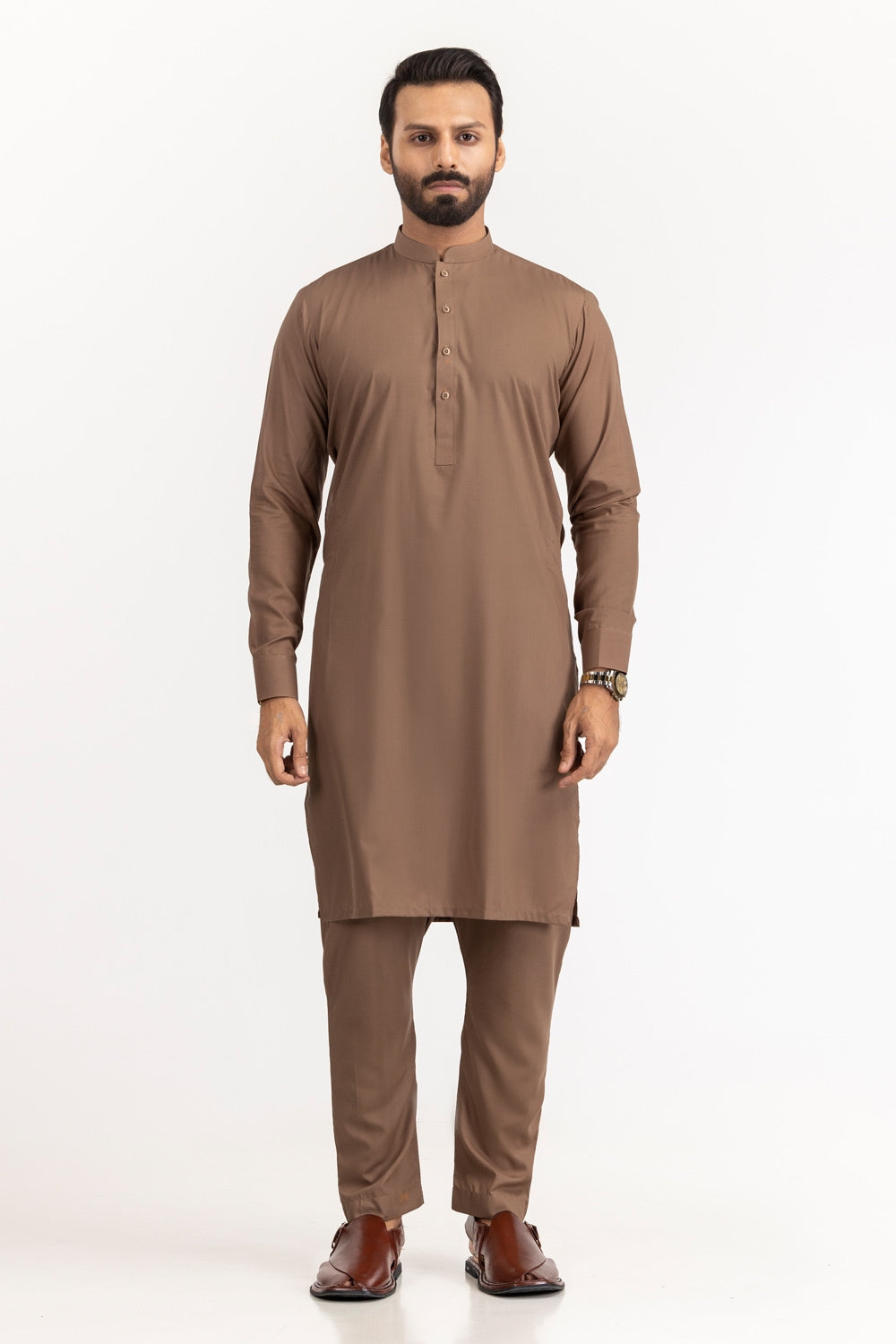 SS25DA-2741 YELLOW 2PCS EMBROIDERED KURTA WITH TROUSER