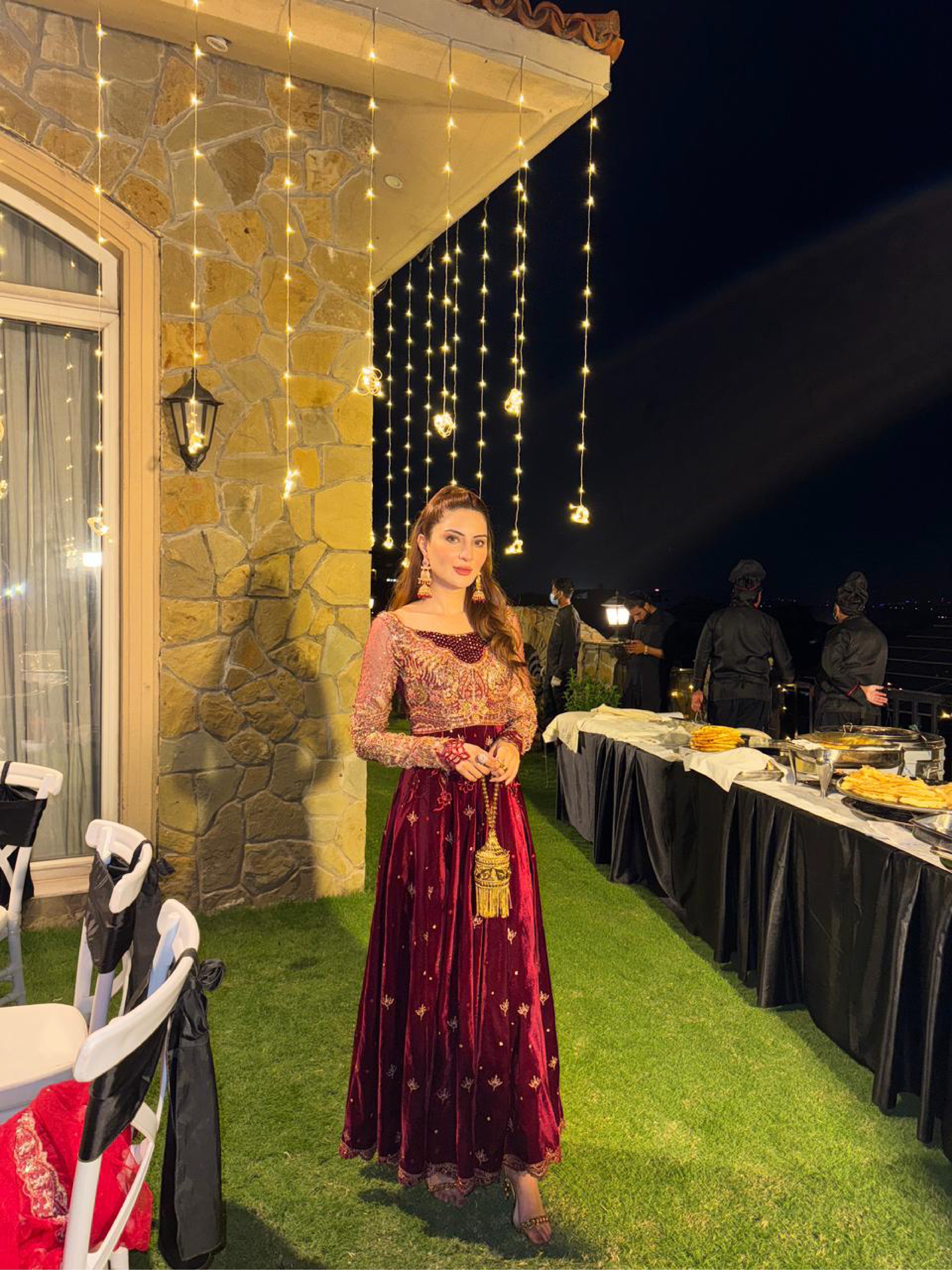 Amie Velvet Shirt with Plain Pants by Mysie by Tahira – Deep Red Velvet Designer Dress