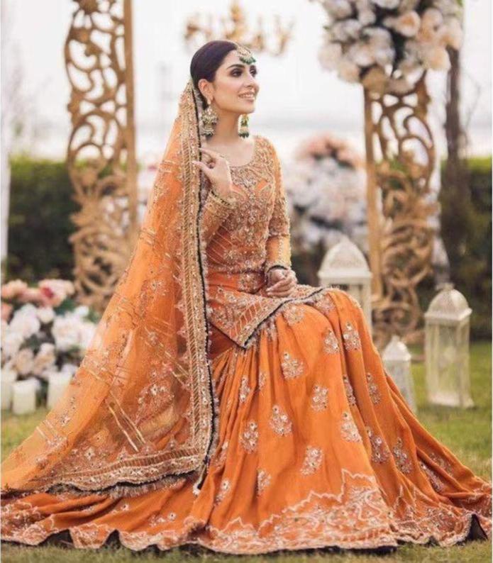 Ansab Jahangir Style — Mairaz Orange Lehenga