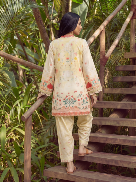 SS26DC-2597 YELLOW LAWN 2PCS EMBROIDERED KURTA WITH TROUSER