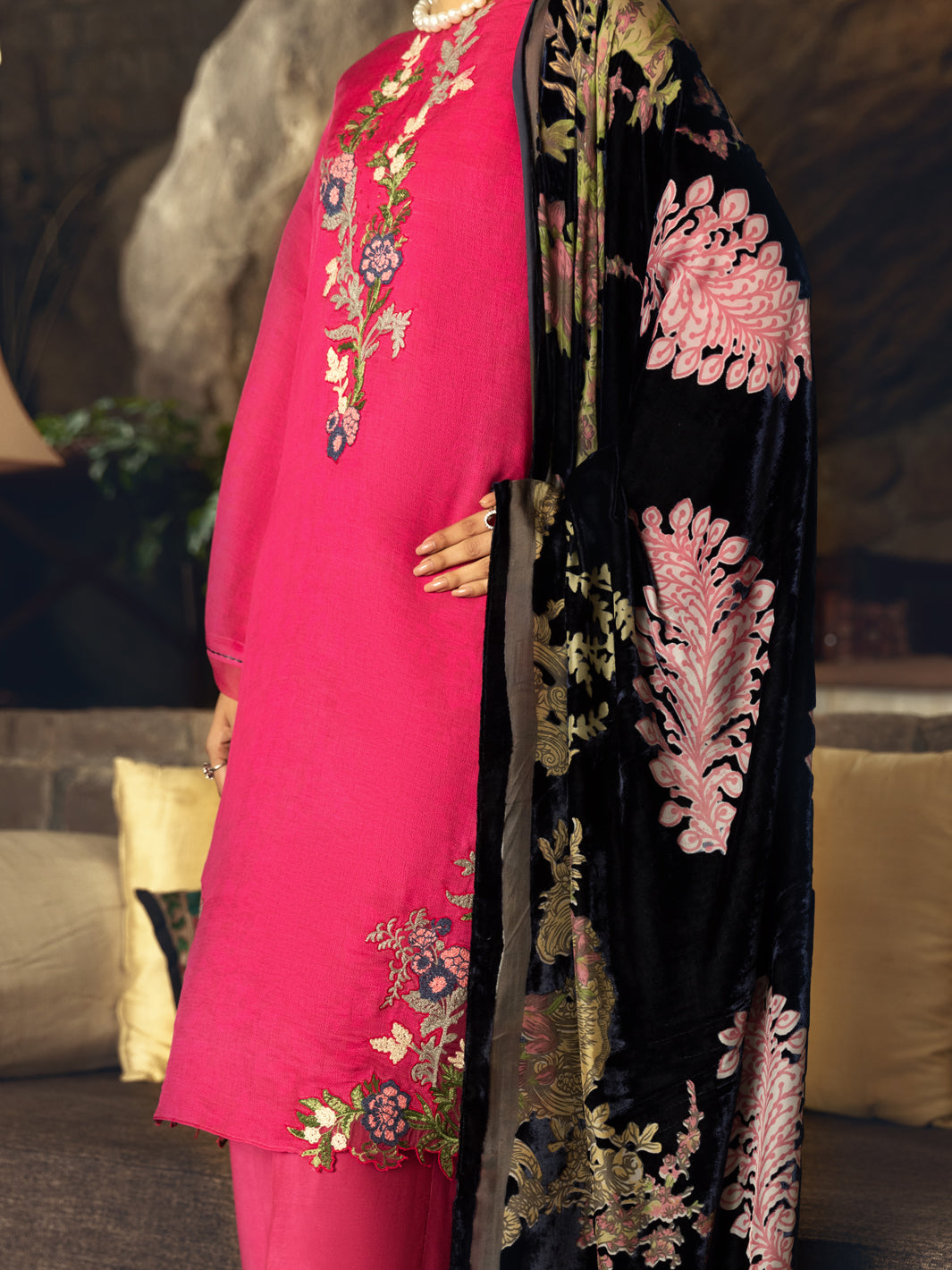 Pink Jacquard 3Pc Stitched - AWP-3PS-541
