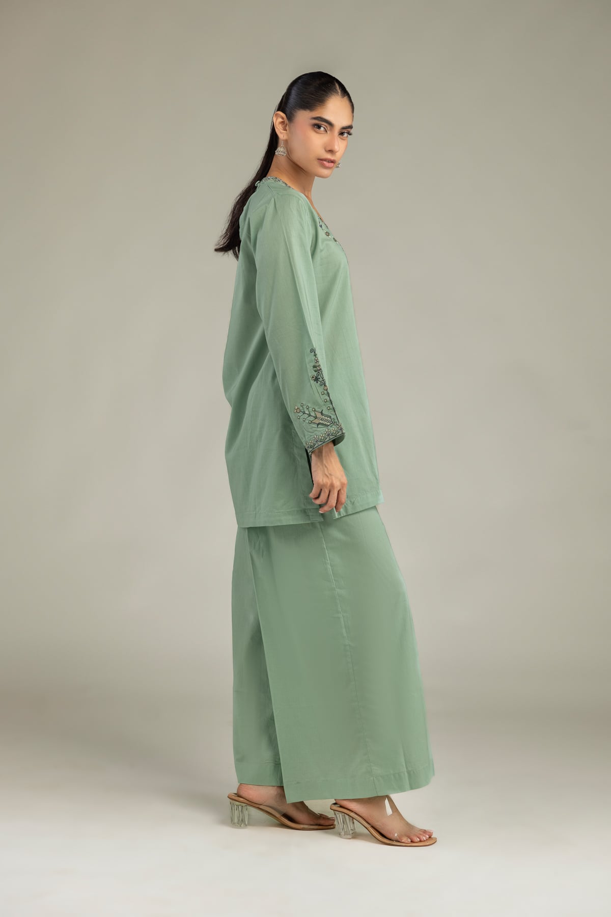 Green Solid Pants