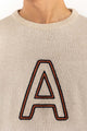 Beige Crew Neck Sweater With Embroidery