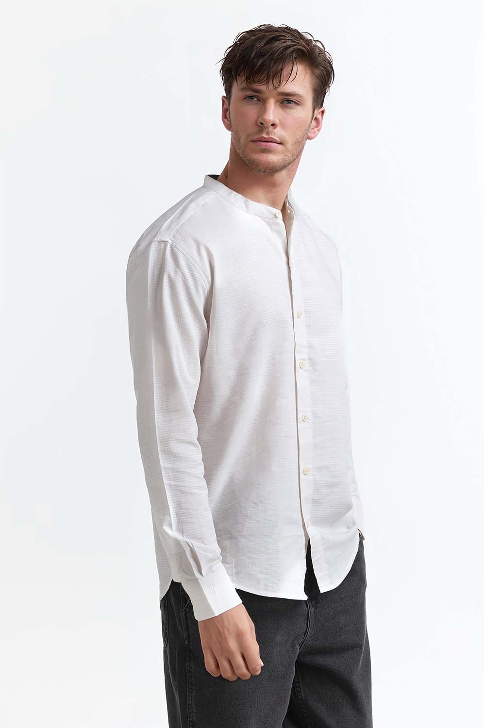 Beige Solid Casual Shirt