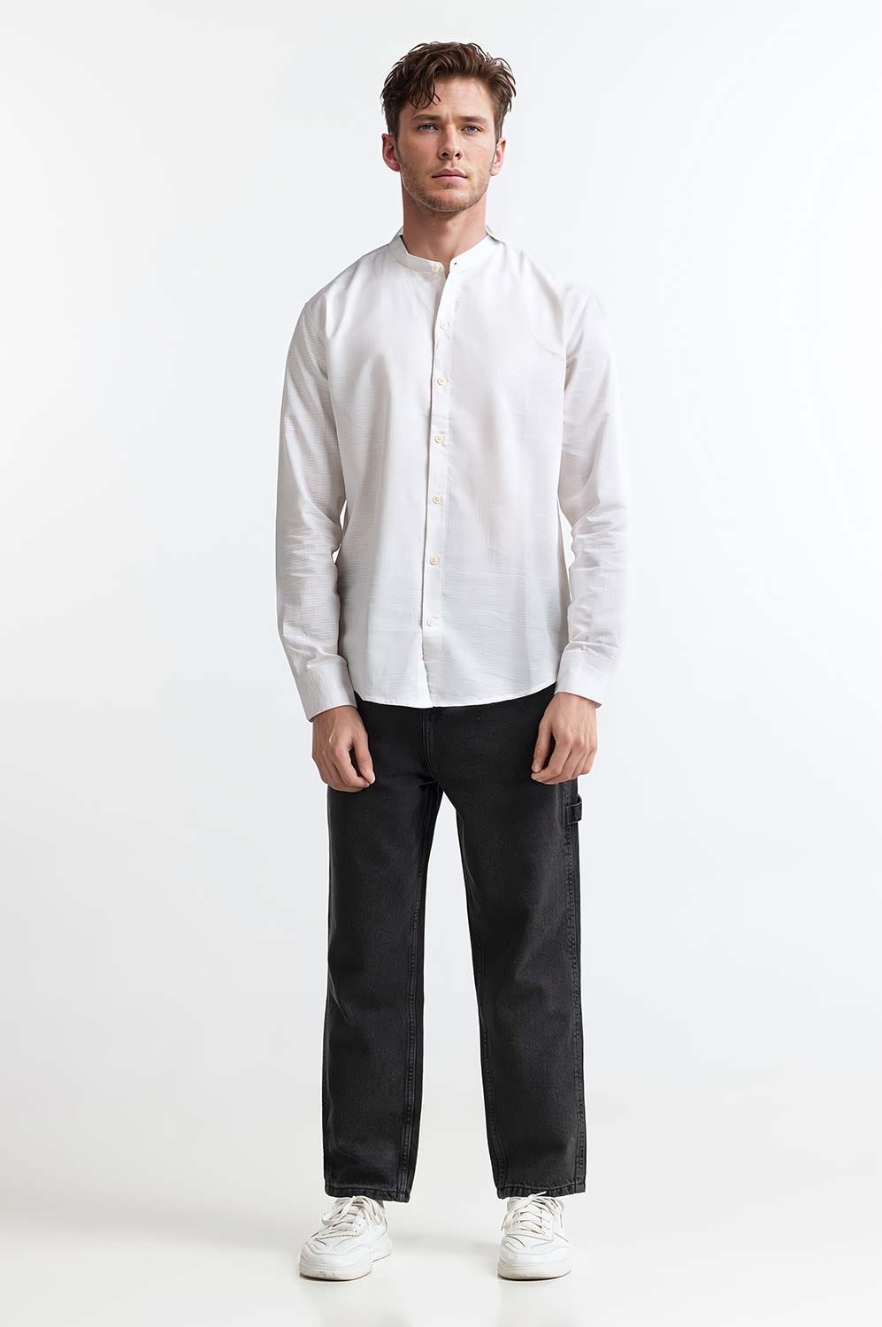 Beige Solid Casual Shirt