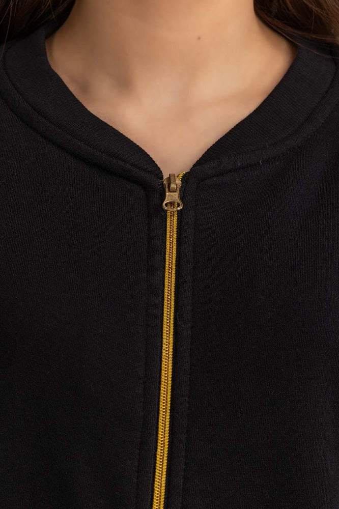 Black Basic Knitted Sweatshirt