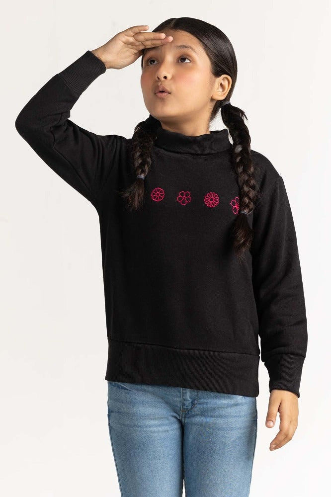 Black Embroidered Sweatshirt