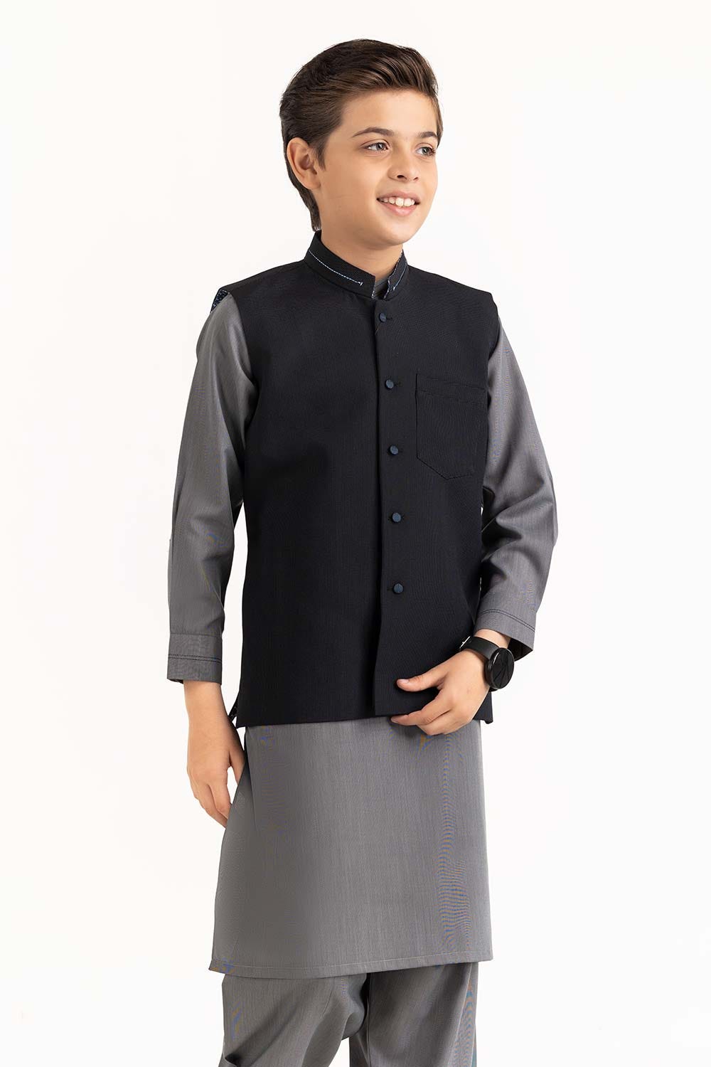 Black Stylized Waist Coat Kwc-Pd23-004