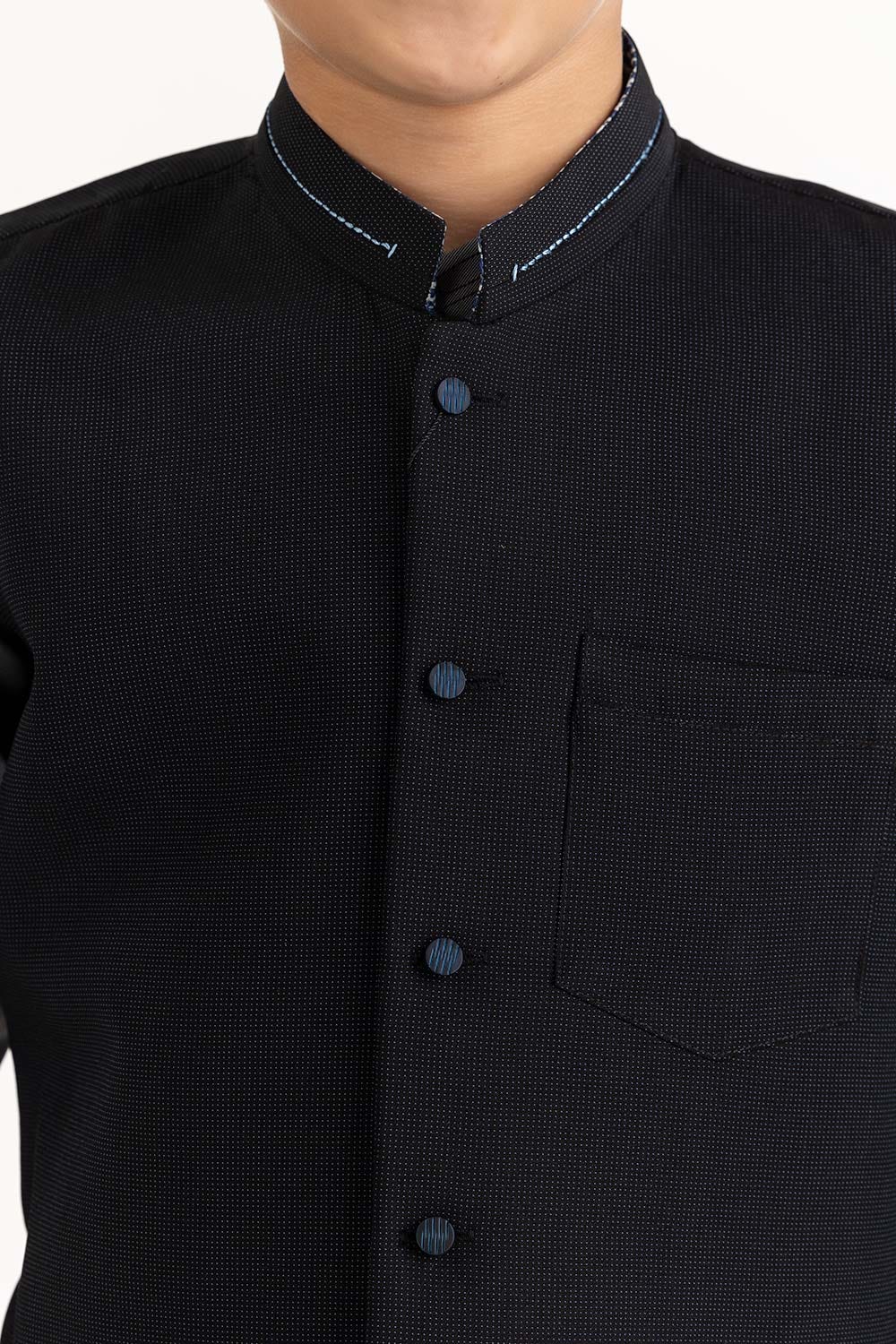 Black Stylized Waist Coat Kwc-Pd23-004