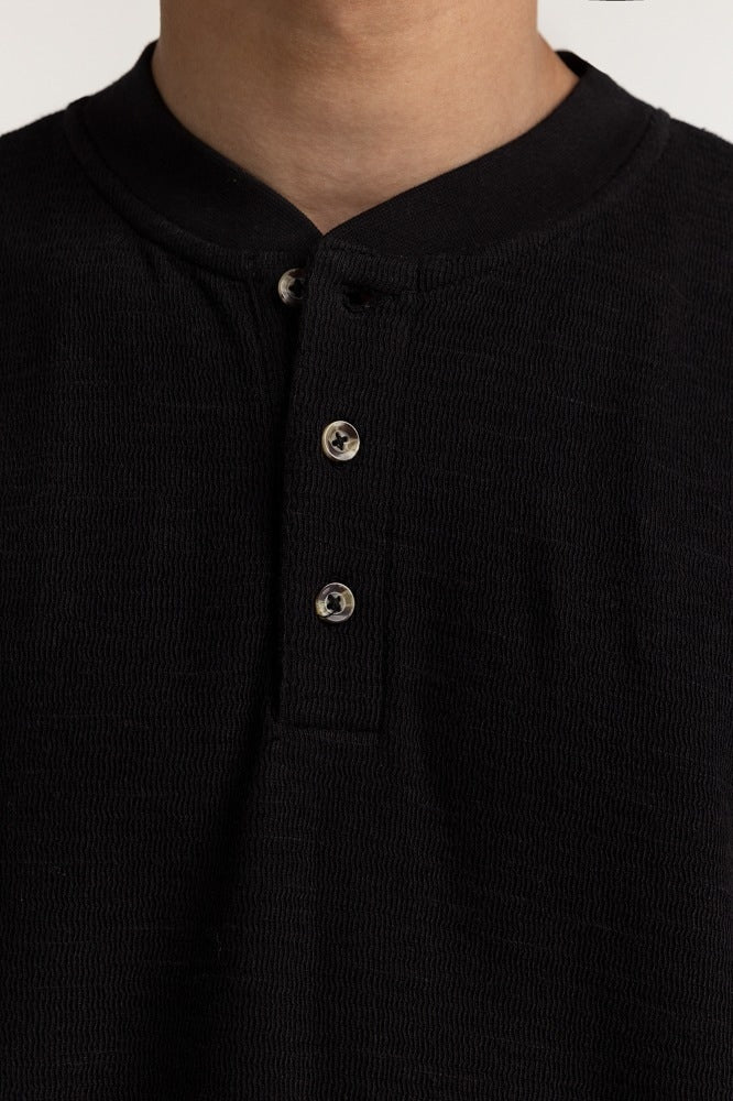 Black Textured Basic Tee
