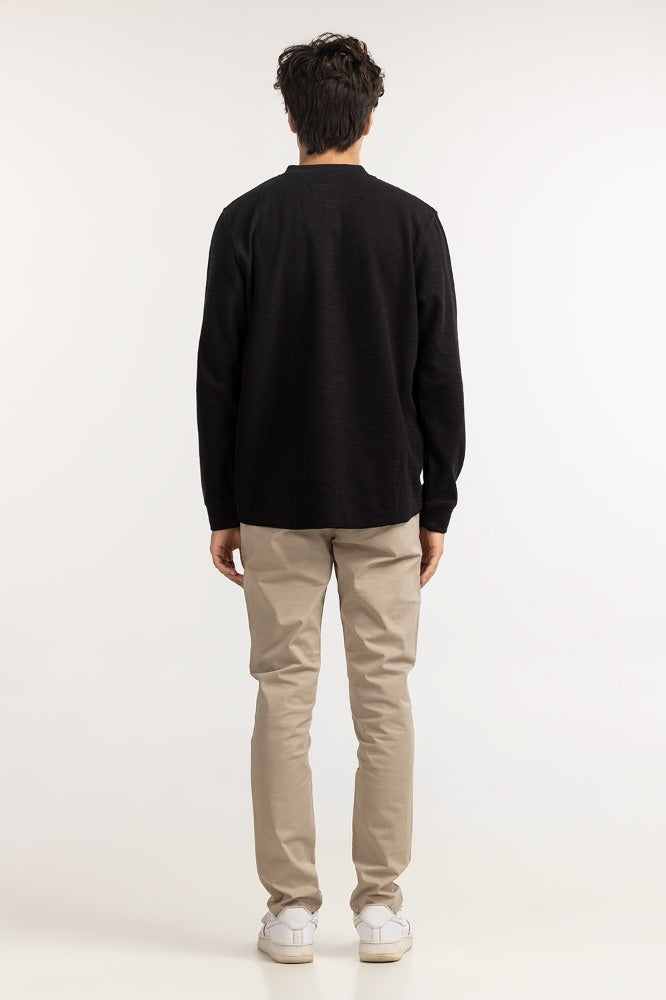 Black Textured Basic Tee