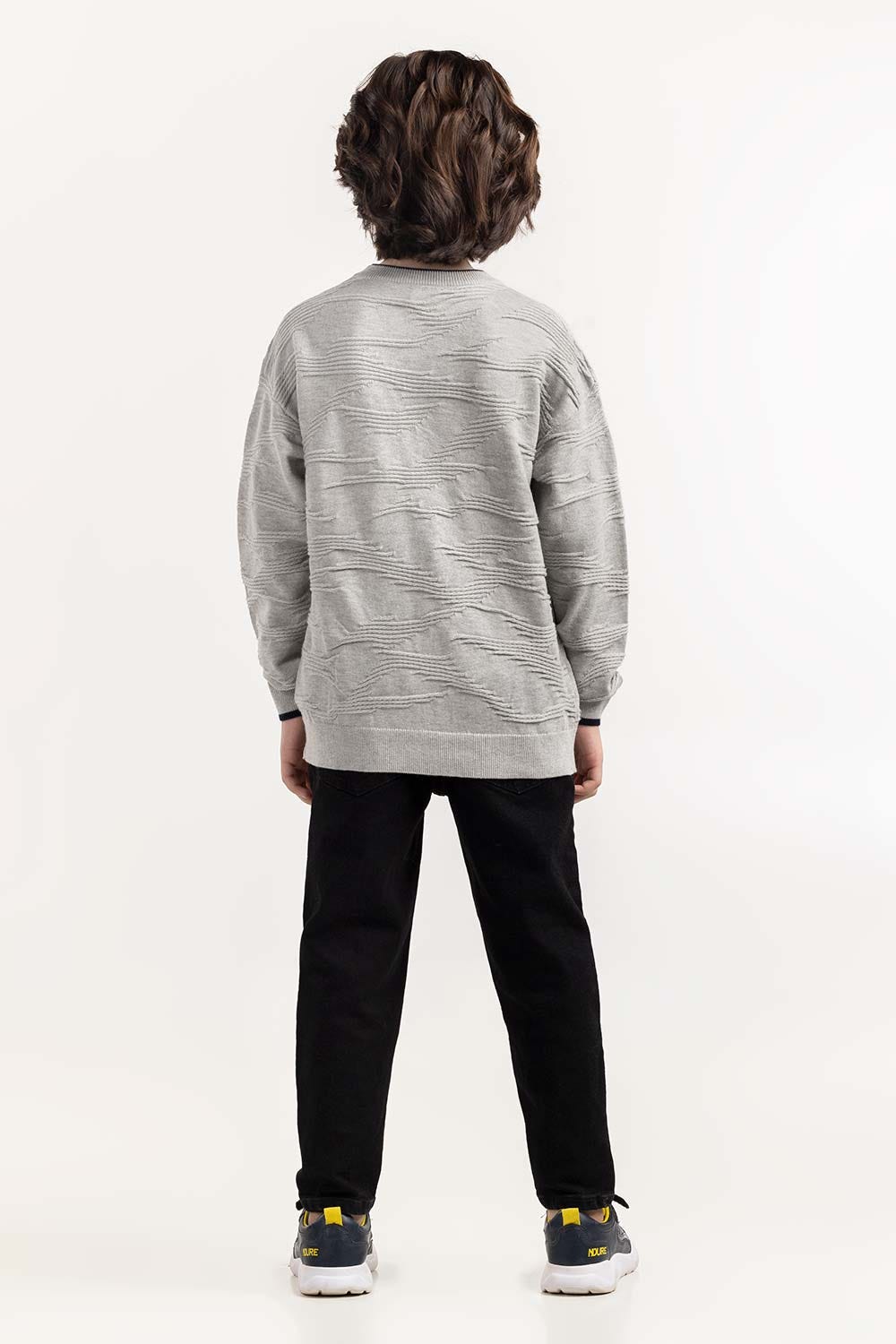 Junior Boy Grey Knit Sweater