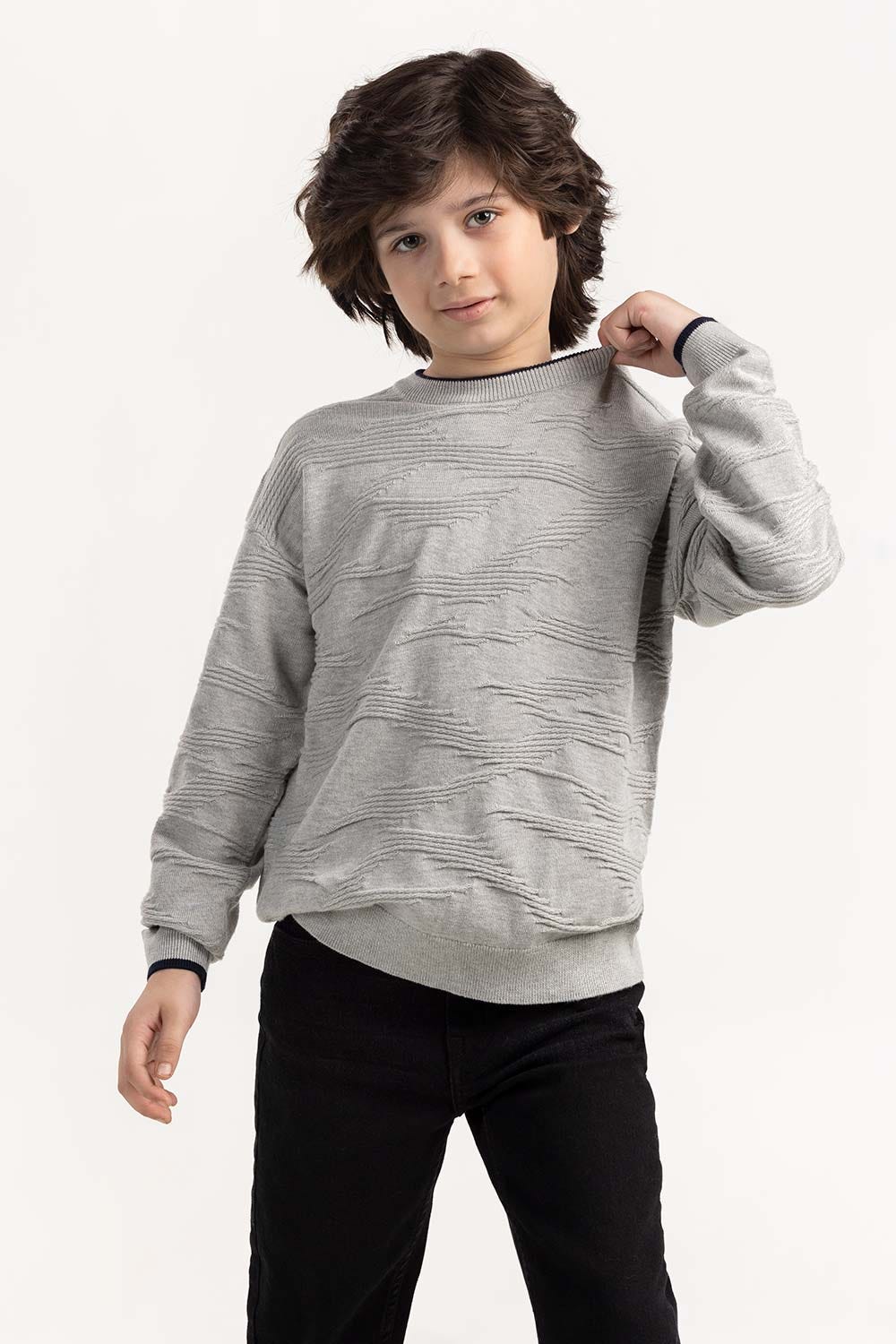 Junior Boy Grey Knit Sweater