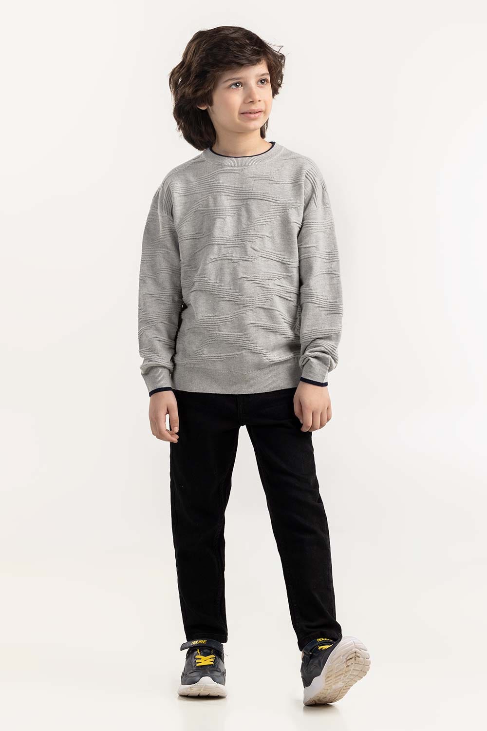 Junior Boy Grey Knit Sweater